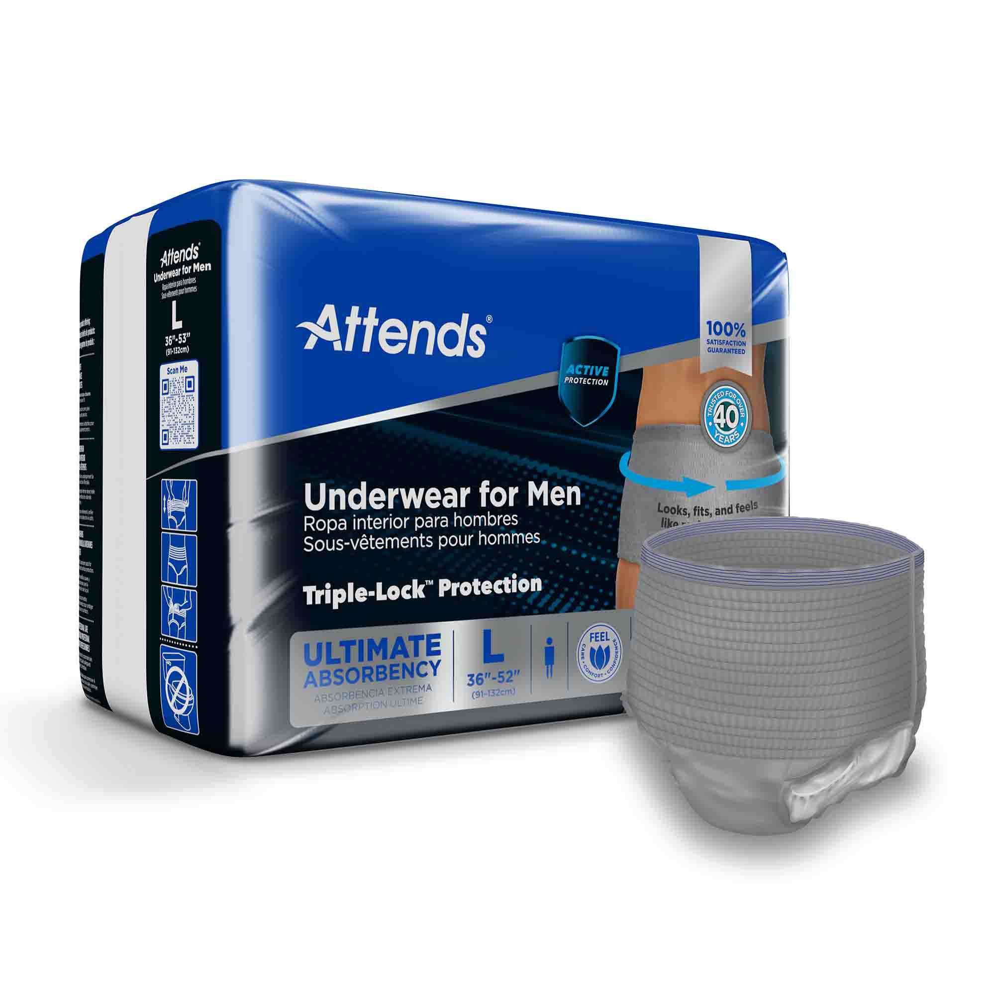 Attends Healthcare Products ADUM35 - Attends® Discreet Men's Underwear, Level 5, Large - 18/Bag, 72/Case