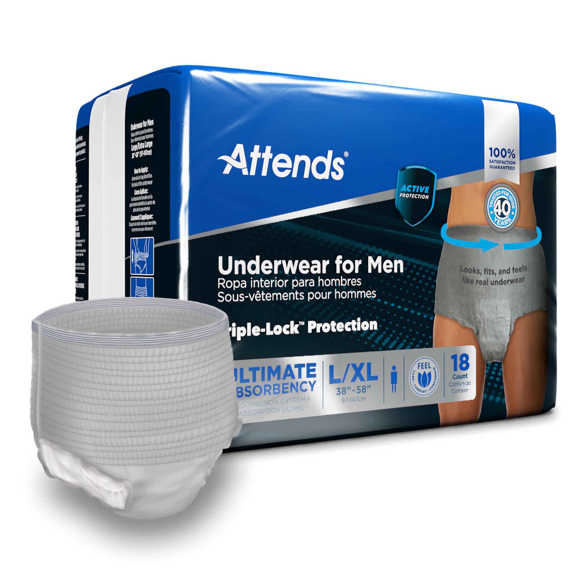 Attends Healthcare Products ADUM35 - Attends® Discreet Men's Underwear, Level 5, Large - 18/Bag, 72/Case