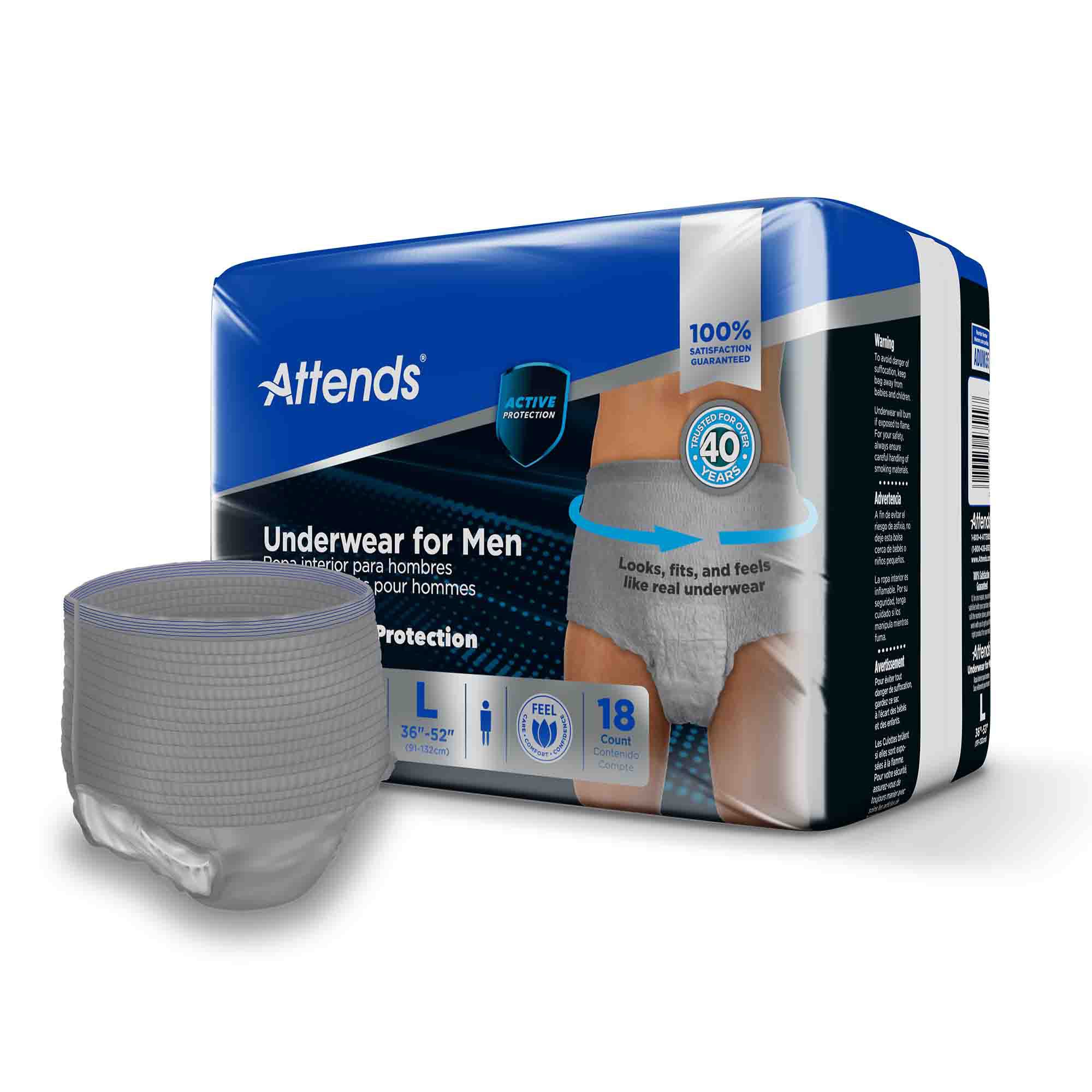 Attends Healthcare Products ADUM35 - Attends® Discreet Men's Underwear, Level 5, Large - 18/Bag, 72/Case