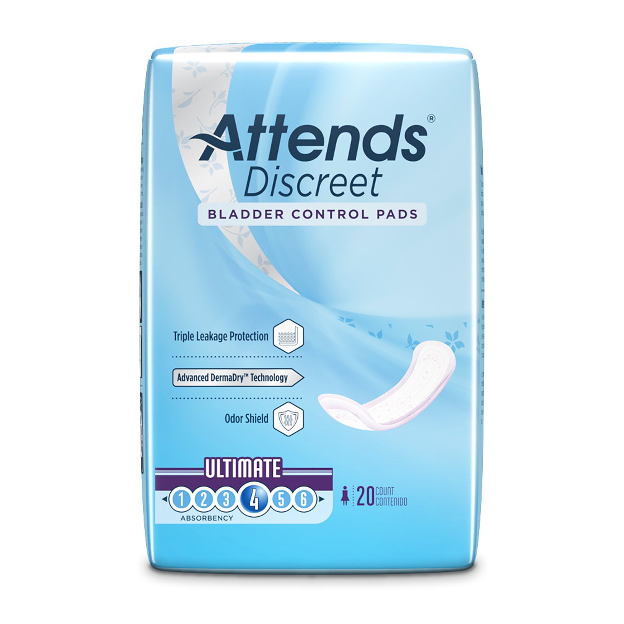 Attends Healthcare Products ADPULT - Attends® Discreet Women's Ultimate Bladder Control Pad, 15-Inch Length - 20/Bag, 200/Case