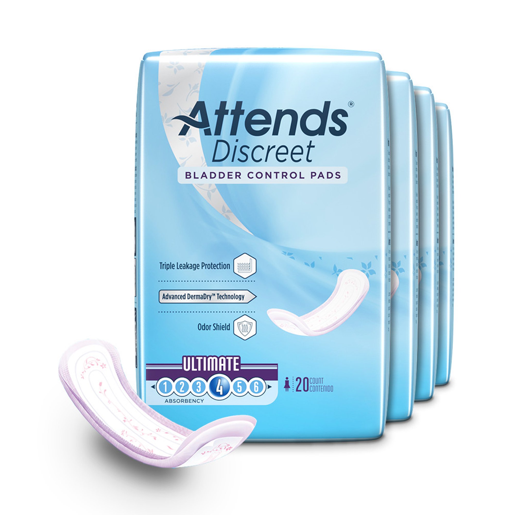 Attends Healthcare Products ADPULT - Attends® Discreet Women's Ultimate Bladder Control Pad, 15-Inch Length - 20/Bag, 200/Case