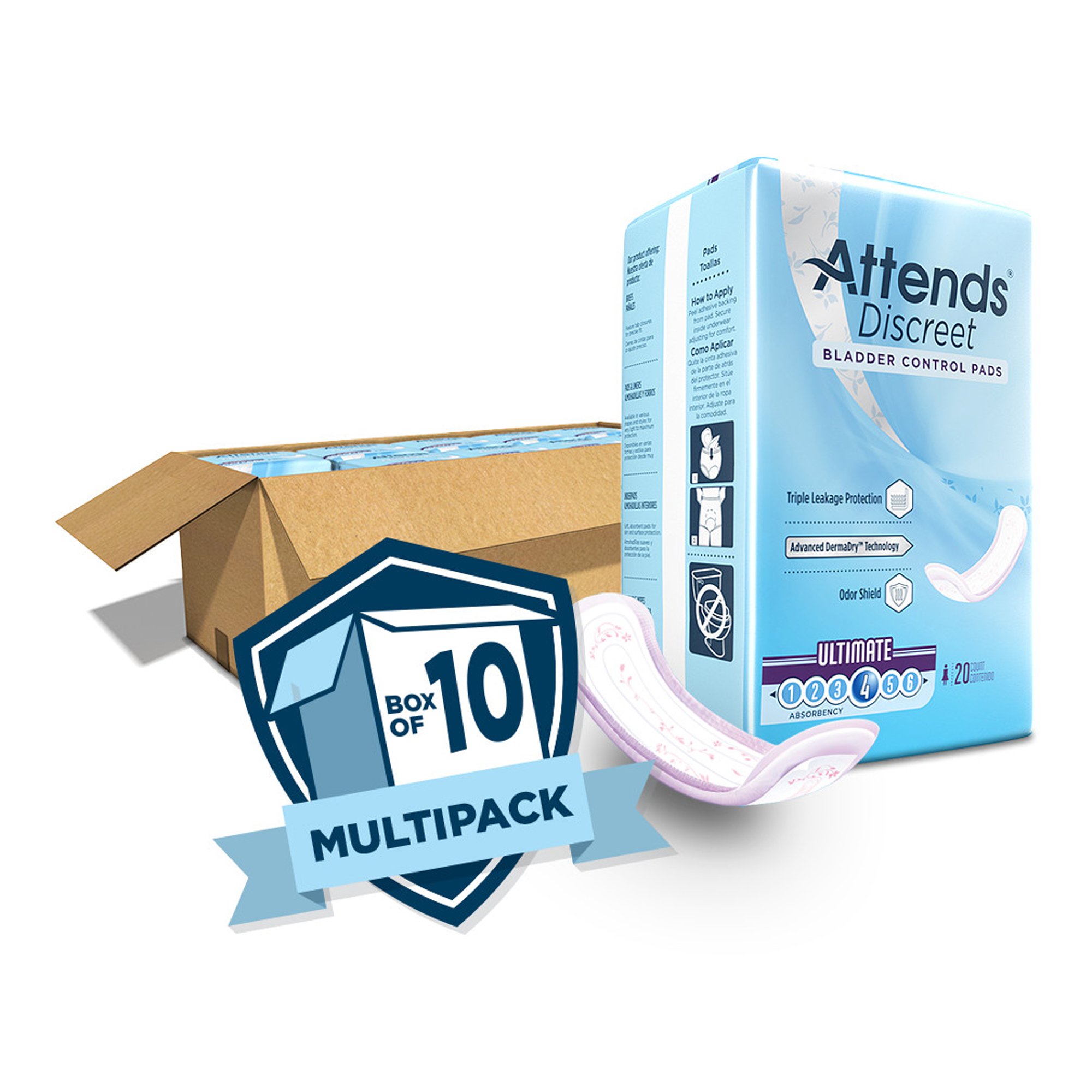 Attends Healthcare Products ADPULT - Attends® Discreet Women's Ultimate Bladder Control Pad, 15-Inch Length - 20/Bag, 200/Case