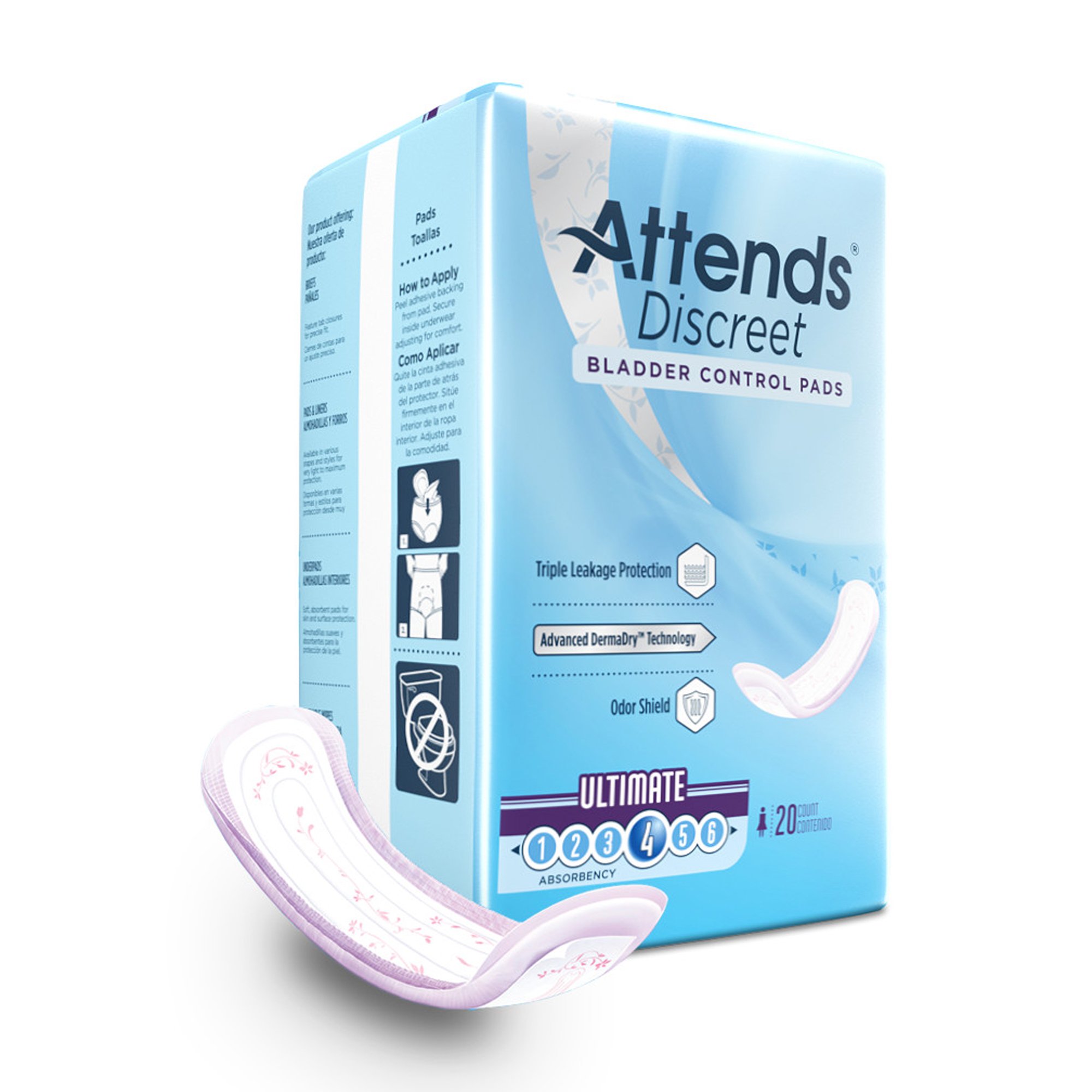 Attends Healthcare Products ADPULT - Attends® Discreet Women's Ultimate Bladder Control Pad, 15-Inch Length - 20/Bag, 200/Case