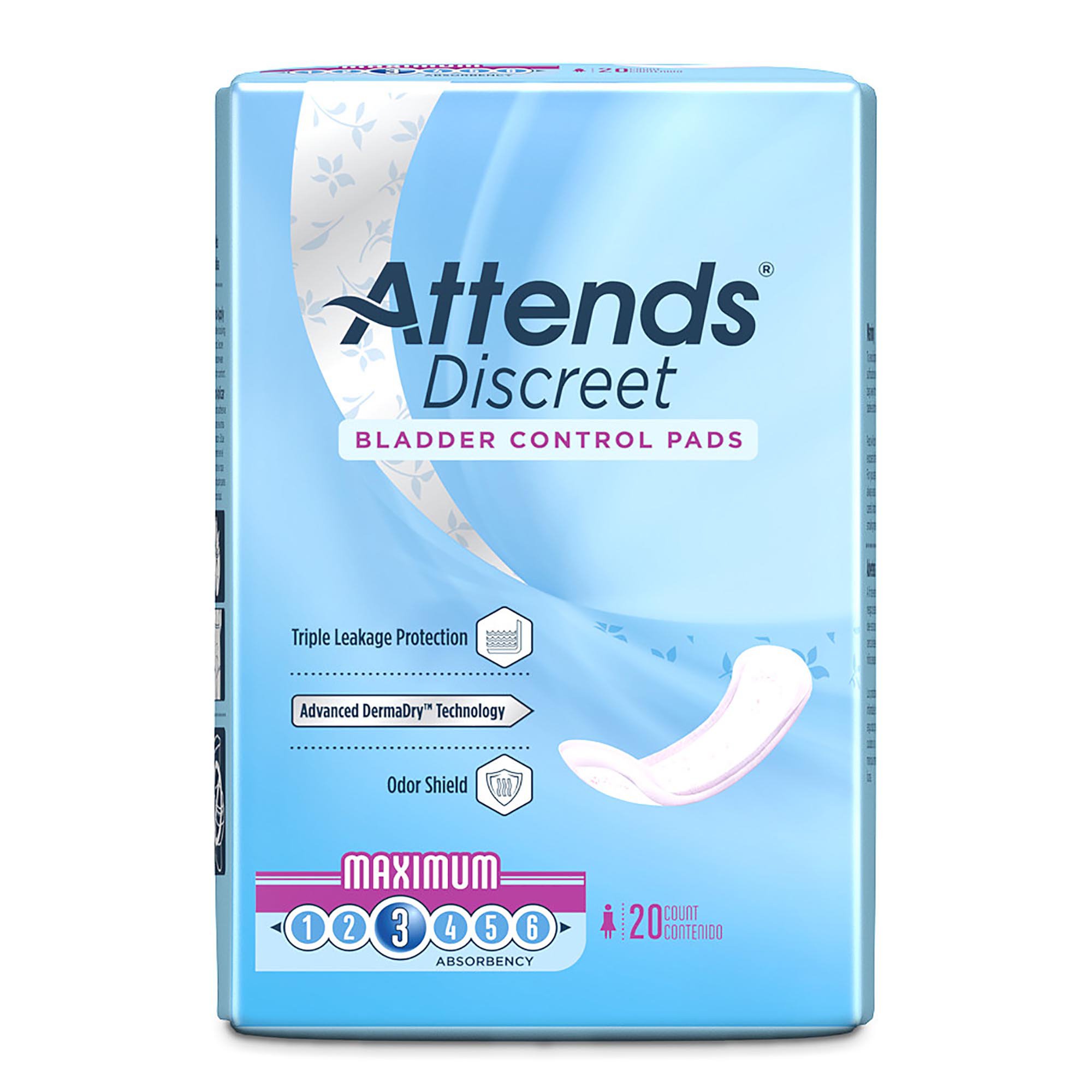 Attends Healthcare Products ADPMAX - Attends® Discreet Women's Maximum Bladder Control Pad, 13-Inch Length - 20/Bag, 200/Case