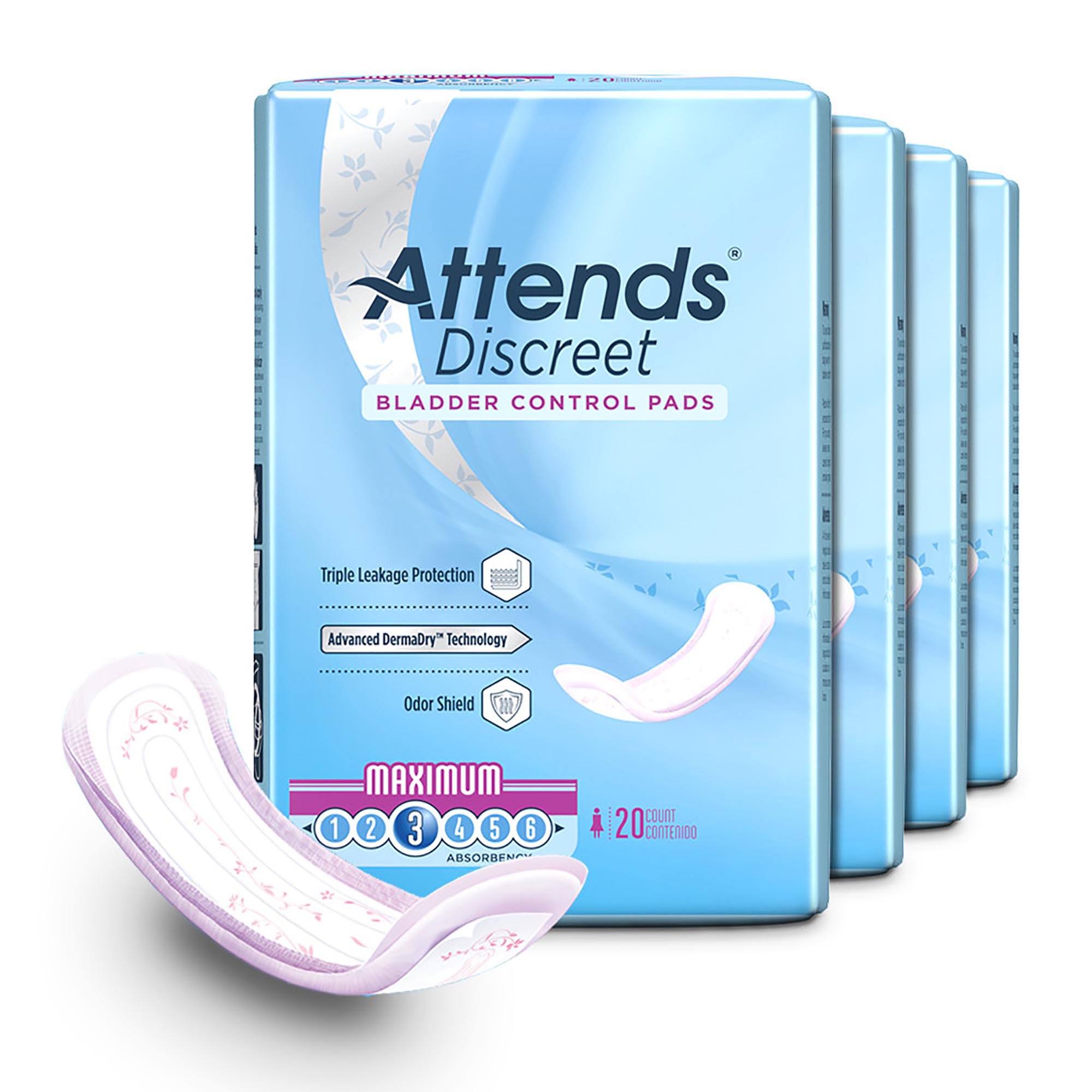 Attends Healthcare Products ADPMAX - Attends® Discreet Women's Maximum Bladder Control Pad, 13-Inch Length - 20/Bag, 200/Case