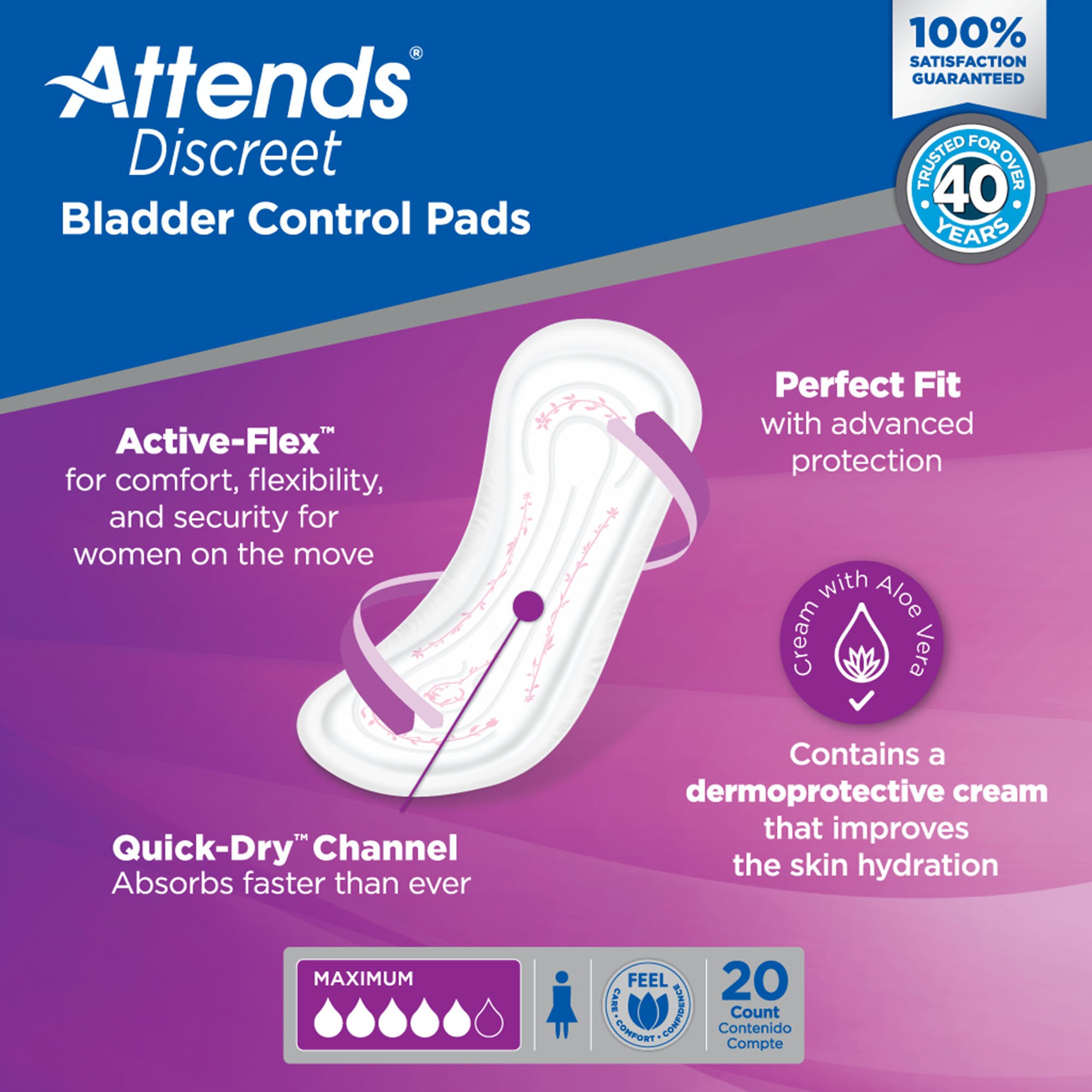 Attends Healthcare Products - ADPMAX Attends® Discreet Women's Maximum Bladder Control Pad
