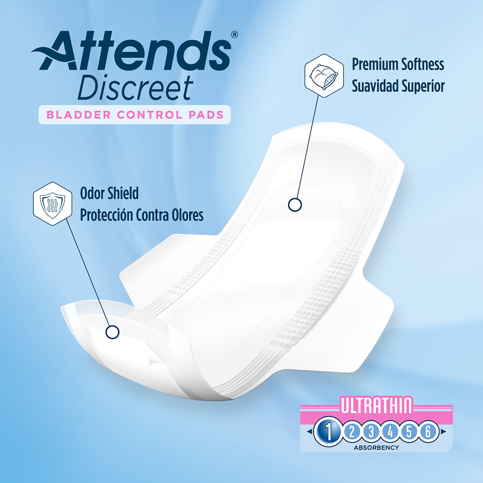 Attends Healthcare Products ADPTHIN - Attends® Discreet Women's Ultra Thin Bladder Control Pad - 20/Bag, 480/Case
