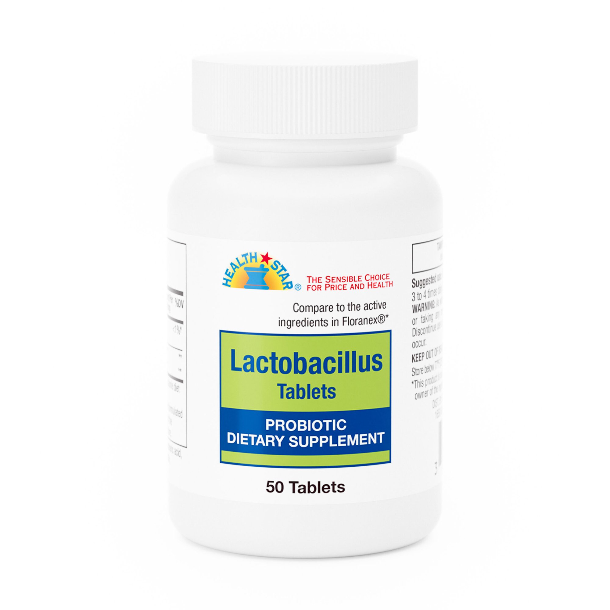 Geri-Care 870-05-HST - Health*Star® Lactobacillus Probiotic Dietary Supplement Tablets - 50/Bottle, 600/Case