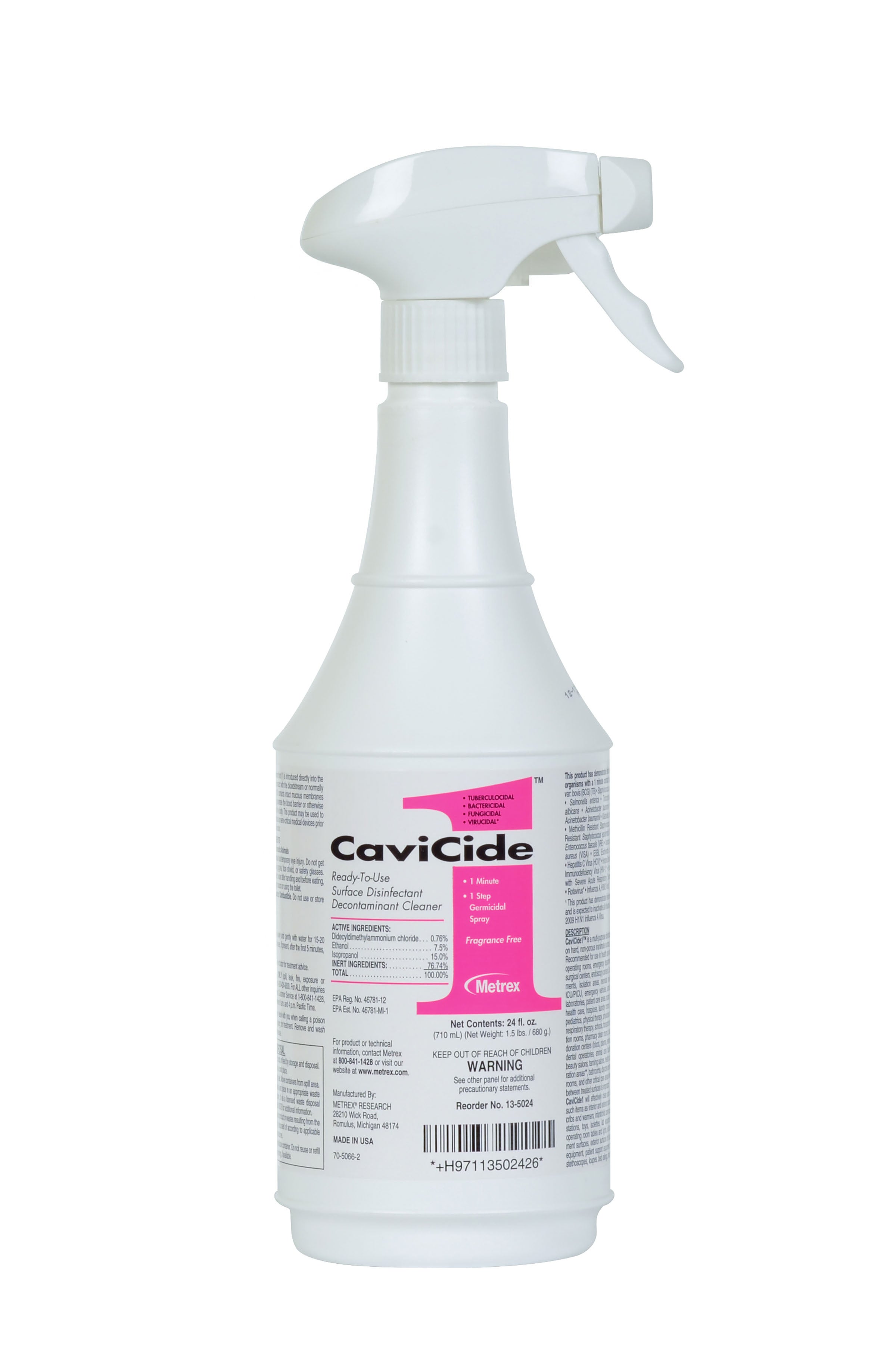 Ameda Inc - 617657 Surface Disinfectant Cleaner CaviCide™ Alcohol Based Pump Spray Liquid 24 oz. Bottle Alcohol Scent NonSterile