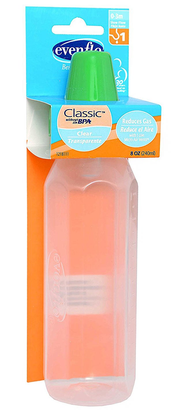 Midway Importing Inc - 1218111C Baby Bottle Evenflo Classic 8 oz. Polypropylene Clear
