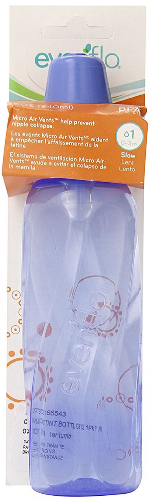 Midway Importing Inc - 1113411C Baby Bottle Evenflo Classic 8 oz. Polypropylene Assorted Tinted Colors