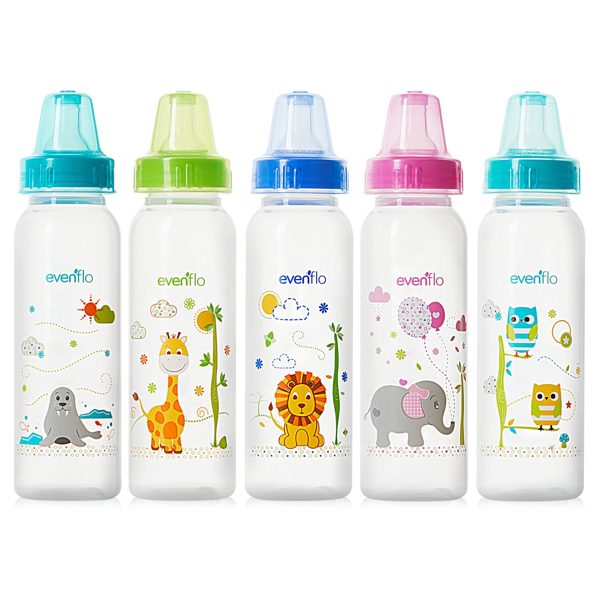 Midway Importing Inc - 1338111 Baby Bottle Evenflo Classic Prints 8 oz. Polypropylene Zoo Animal Prints