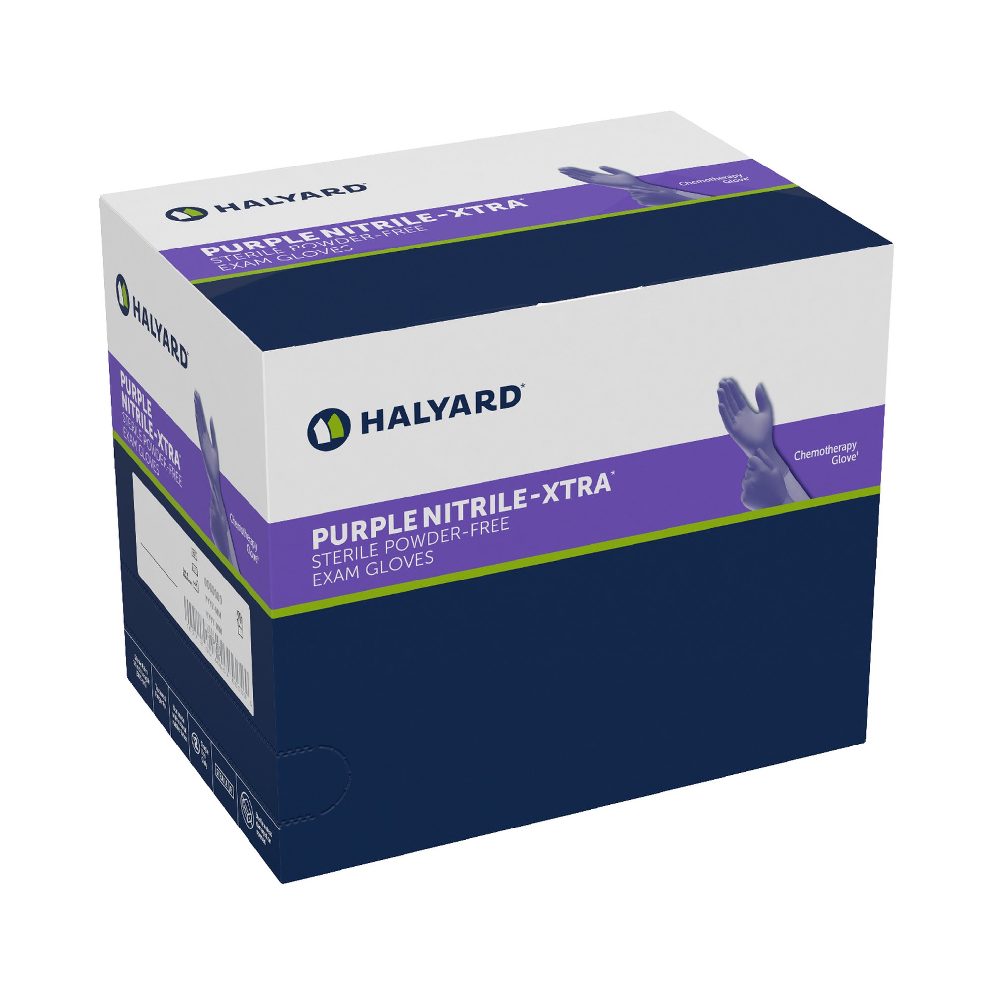 O&M Halyard Inc 14263 - Purple Nitrile-Xtra™ Nitrile Extended Cuff Length Exam Glove, Extra Large - 50/Box, 200/Case
