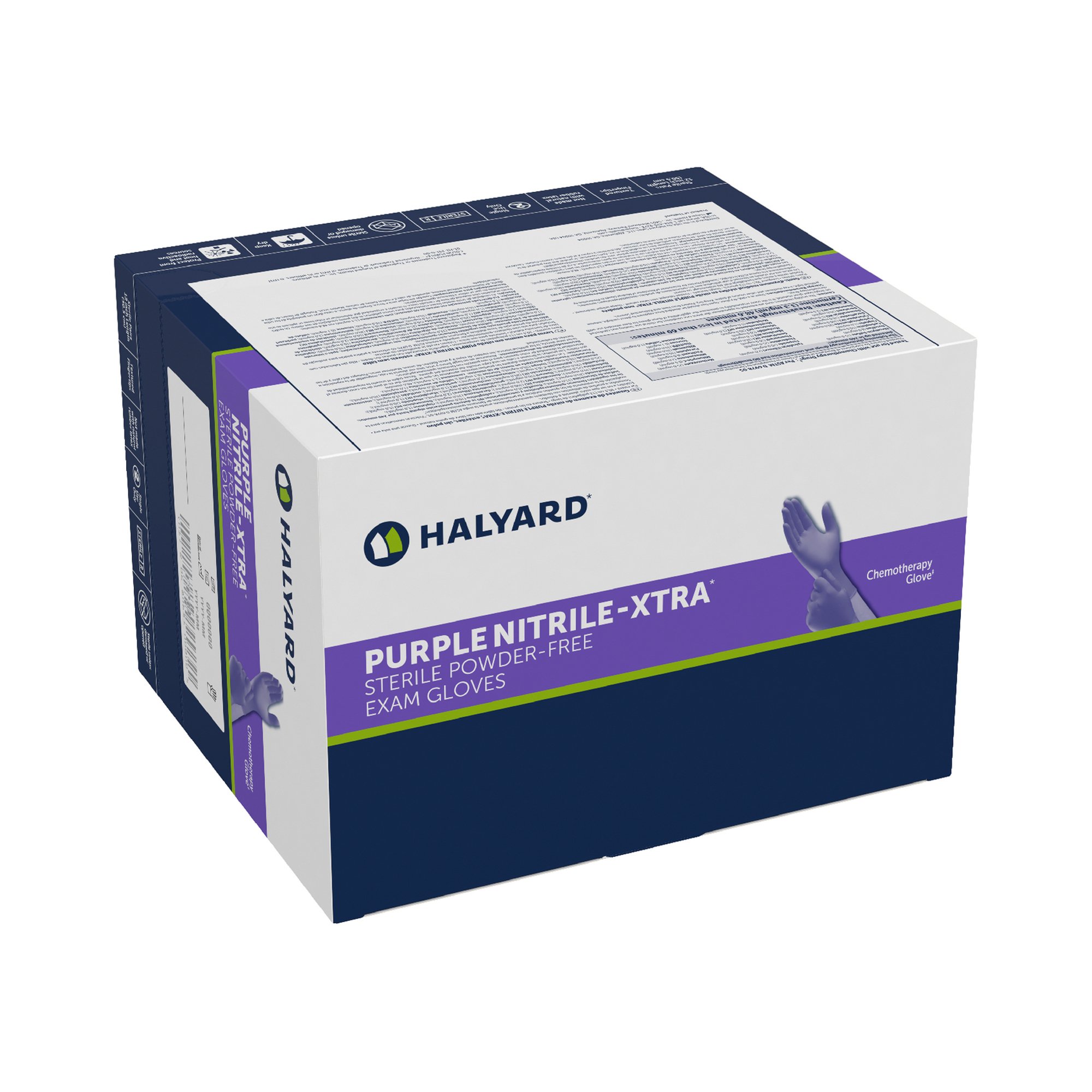 O&M Halyard Inc 14263 - Purple Nitrile-Xtra™ Nitrile Extended Cuff Length Exam Glove, Extra Large - 50/Box, 200/Case