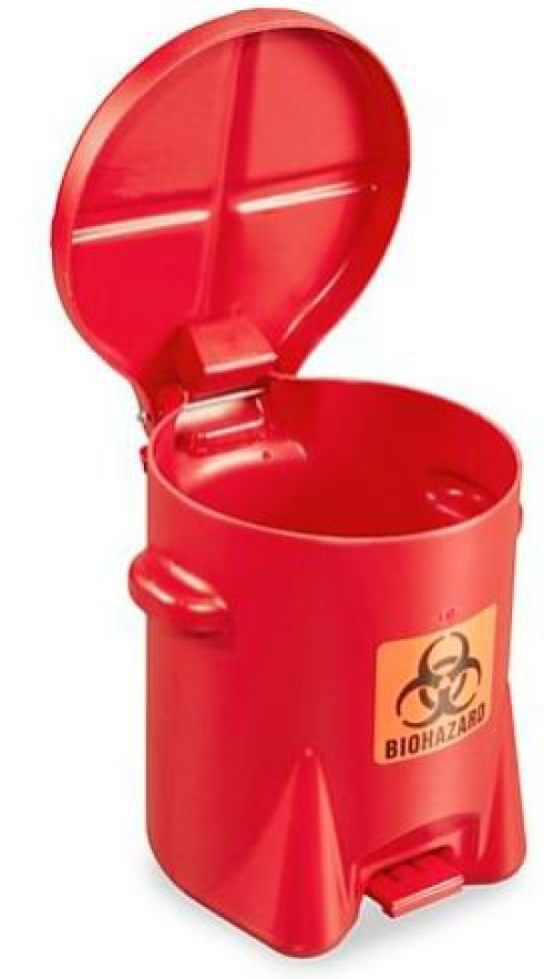 Uline H-5191 - Uline® Biohazard Waste Trash Can, Red, 6-gallon Capacity, Step-on Foot Pedal - 1/Each