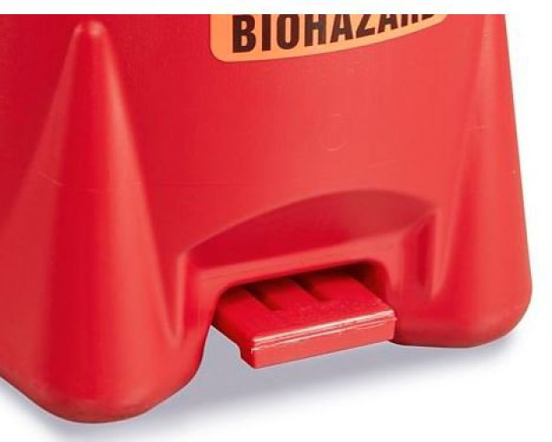 Uline H-5191 - Uline® Biohazard Waste Trash Can, Red, 6-gallon Capacity, Step-on Foot Pedal - 1/Each
