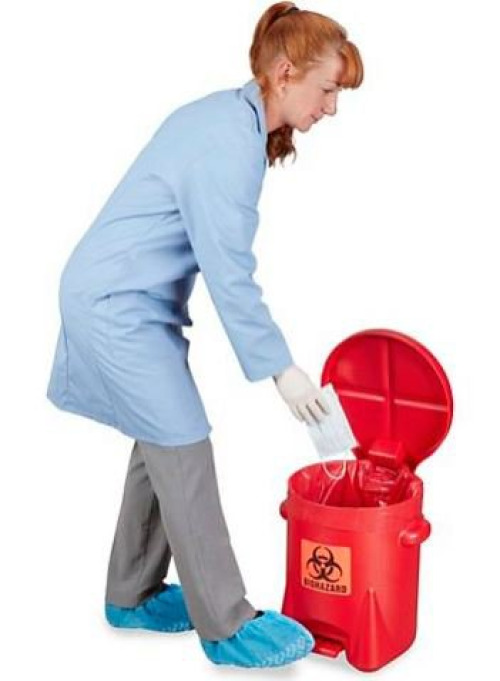 Uline H-5191 - Uline® Biohazard Waste Trash Can, Red, 6-gallon Capacity, Step-on Foot Pedal - 1/Each