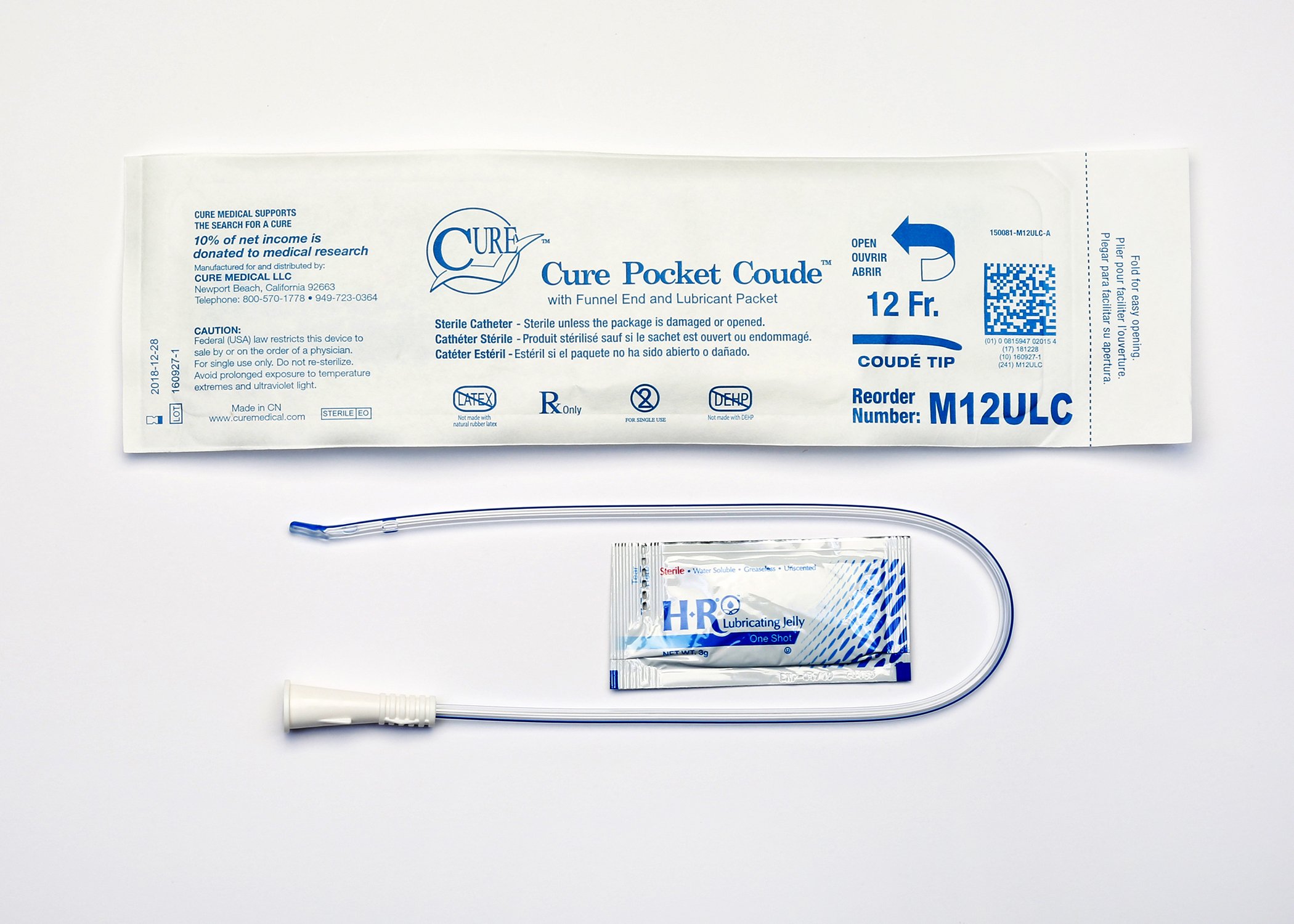 ConvaTec M12ULC - Cure Pocket Cath® Urethral Catheter, 12 Fr. - 1/Each, 30/Box, 300/Case