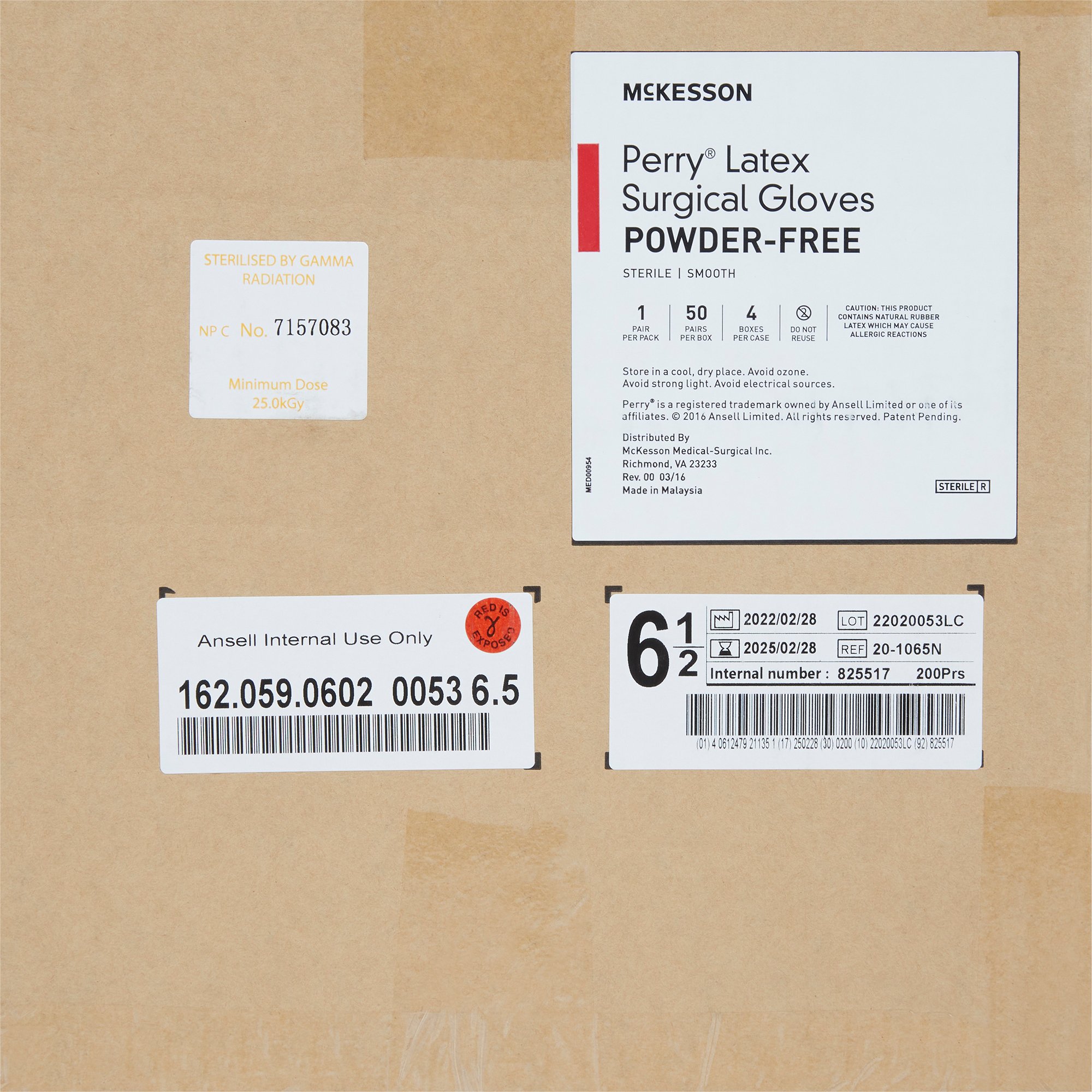 McKesson Brand 20-1065N - McKesson Perry® Performance Plus Surgical Glove, Size 6.5, Cream - 1/Pair, 50/Box, 200/Case