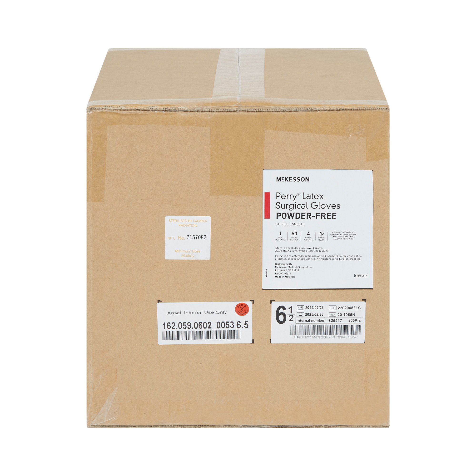McKesson Brand 20-1065N - McKesson Perry® Performance Plus Surgical Glove, Size 6.5, Cream - 1/Pair, 50/Box, 200/Case