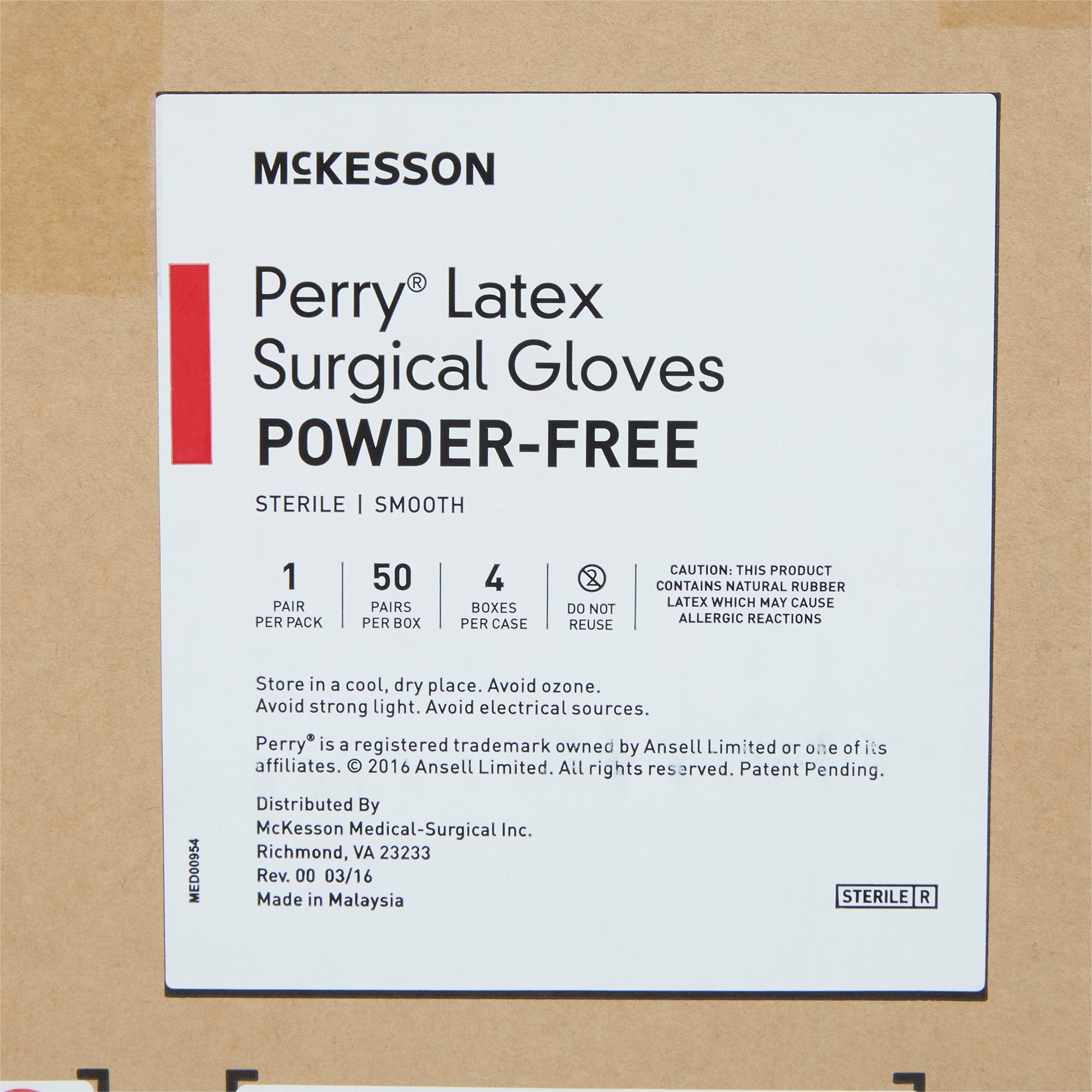 McKesson Brand 20-1065N - McKesson Perry® Performance Plus Surgical Glove, Size 6.5, Cream - 1/Pair, 50/Box, 200/Case