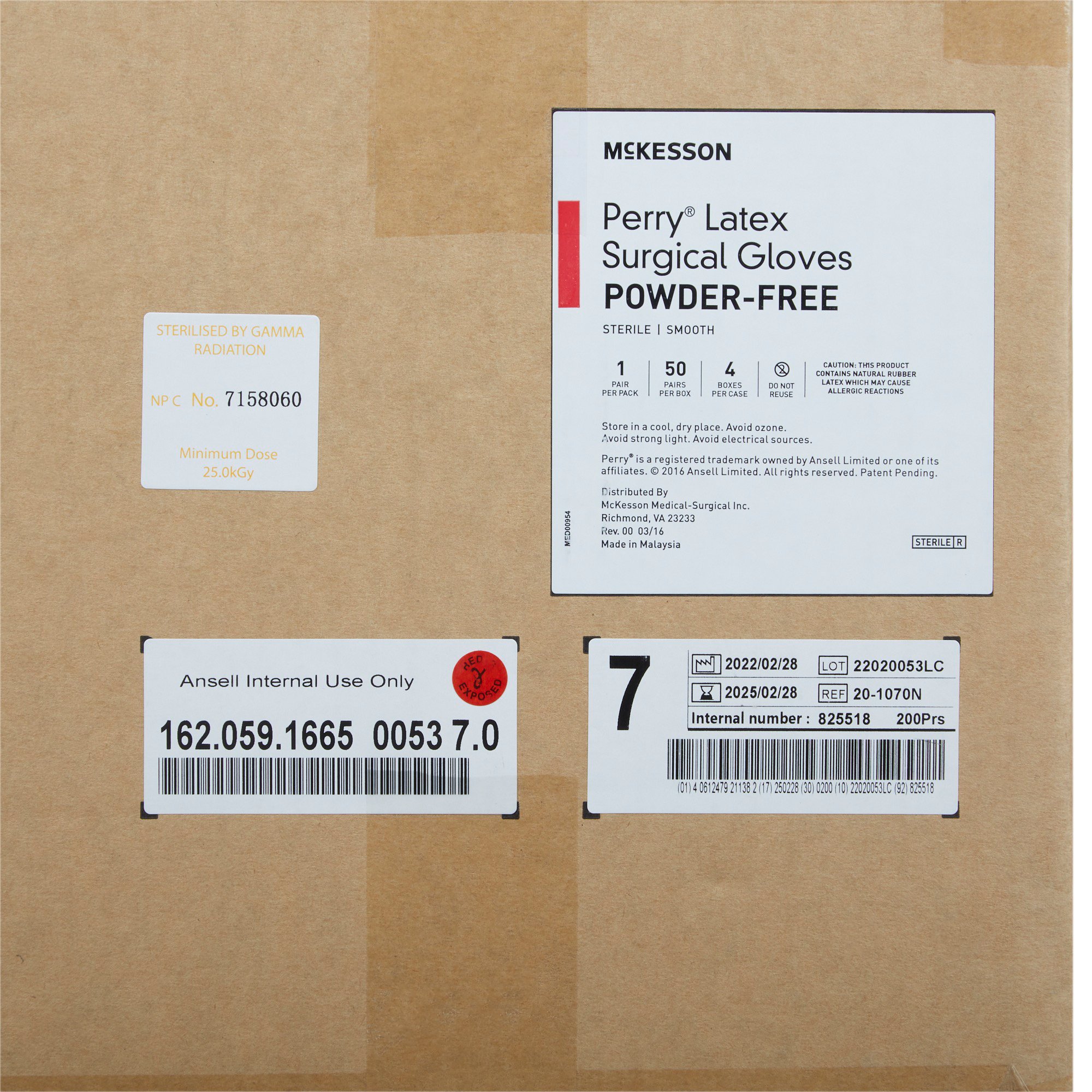 McKesson Brand 20-1070N - McKesson Perry® Performance Plus Surgical Glove, Size 7, Cream - 1/Pair, 50/Box, 200/Case