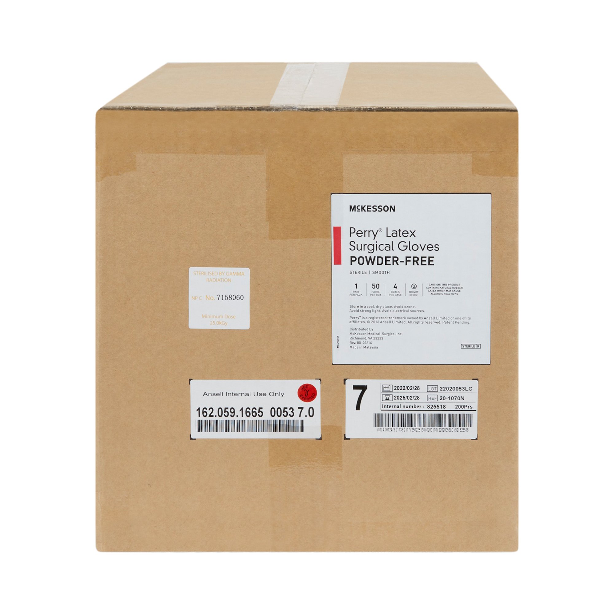 McKesson Brand 20-1070N - McKesson Perry® Performance Plus Surgical Glove, Size 7, Cream - 1/Pair, 50/Box, 200/Case