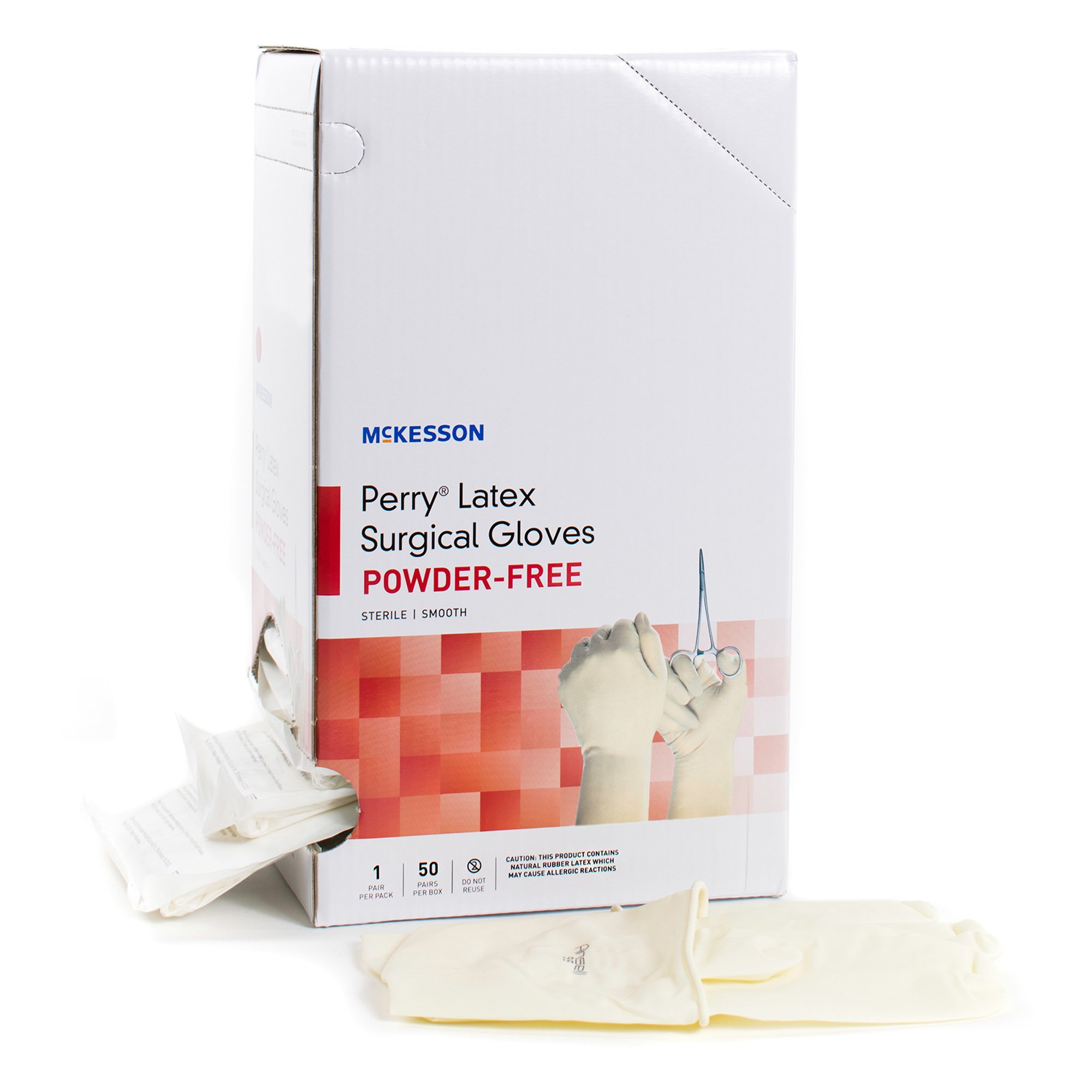 McKesson Brand 20-1075N - McKesson Perry® Performance Plus Surgical Glove, Size 7.5, Cream - 1/Pair, 50/Box, 200/Case