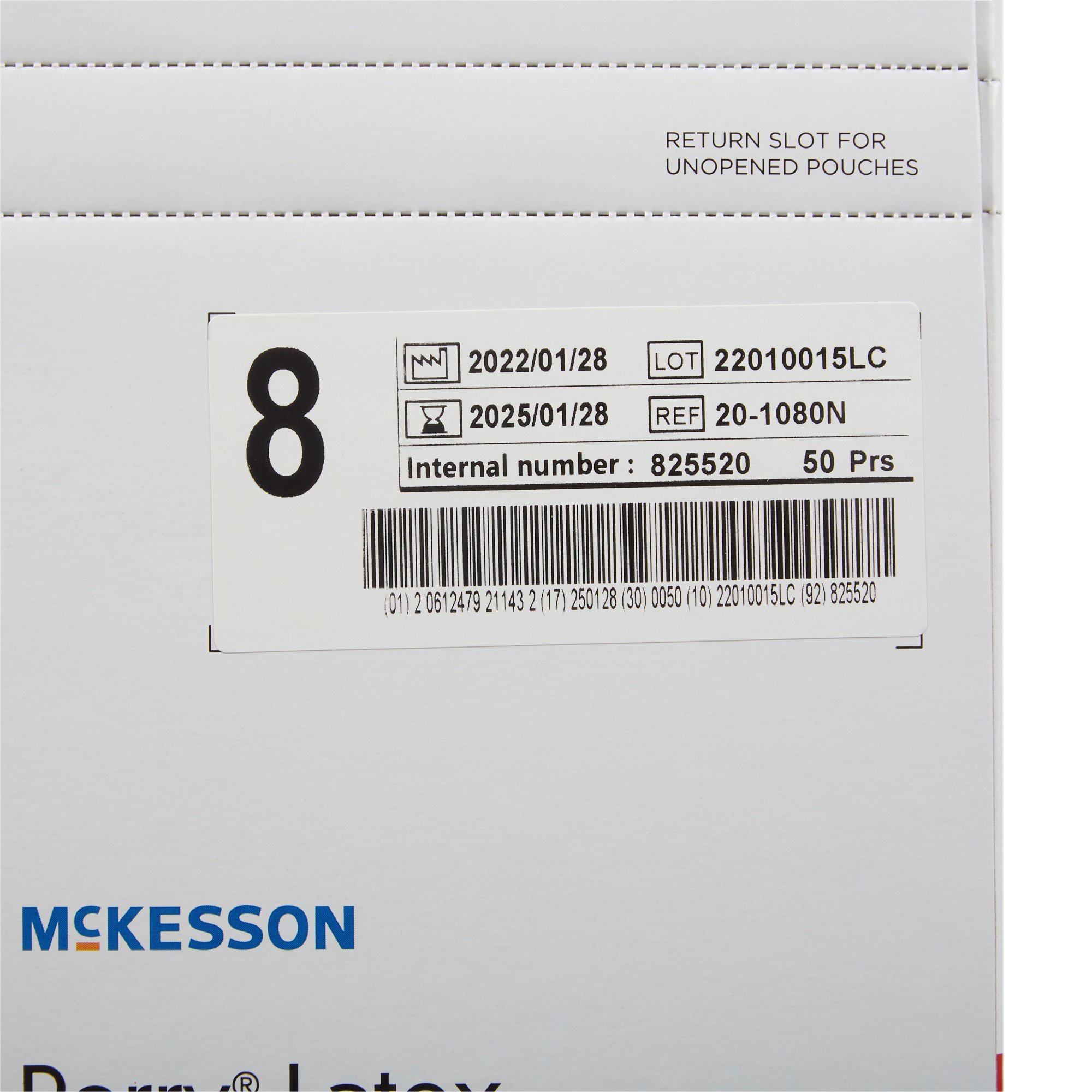 McKesson Brand 20-1080N - McKesson Perry® Performance Plus Surgical Glove, Size 8, Cream - 1/Pair, 50/Box, 200/Case