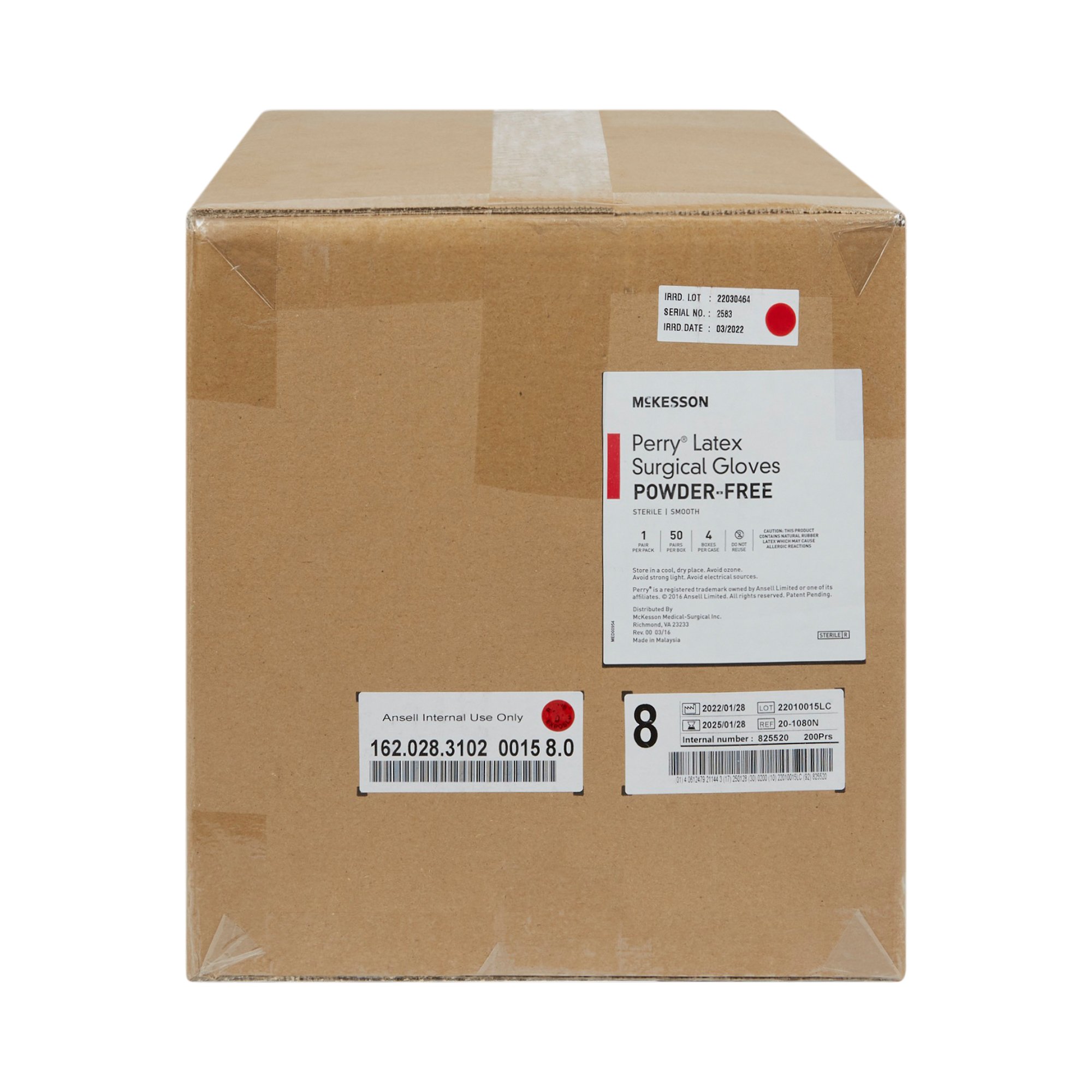 McKesson Brand 20-1080N - McKesson Perry® Performance Plus Surgical Glove, Size 8, Cream - 1/Pair, 50/Box, 200/Case