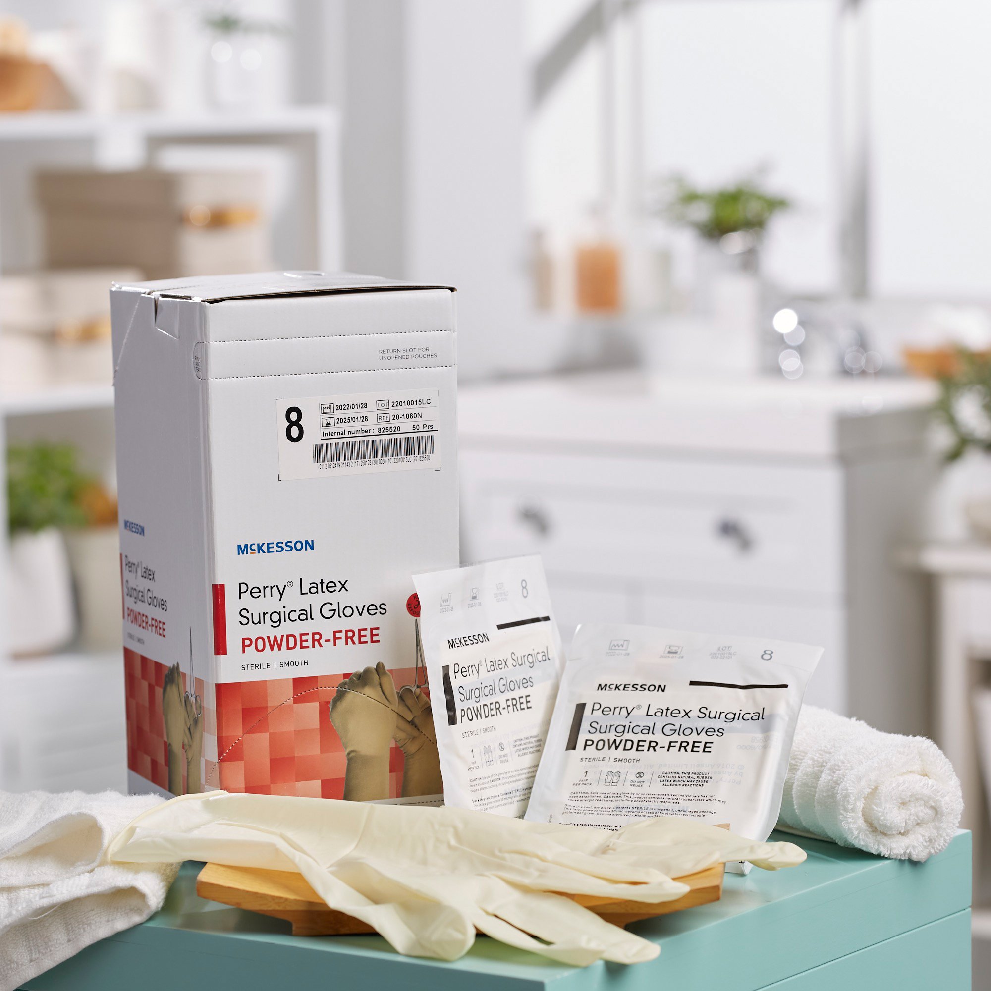 McKesson Brand 20-1080N - McKesson Perry® Performance Plus Surgical Glove, Size 8, Cream - 1/Pair, 50/Box, 200/Case