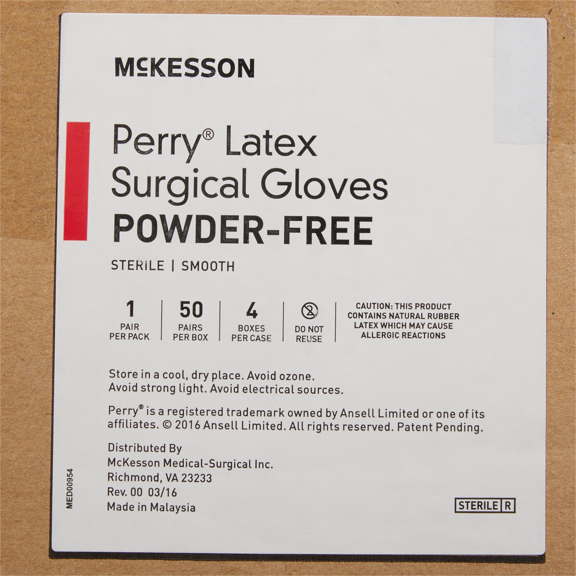 McKesson Brand 20-1080N - McKesson Perry® Performance Plus Surgical Glove, Size 8, Cream - 1/Pair, 50/Box, 200/Case