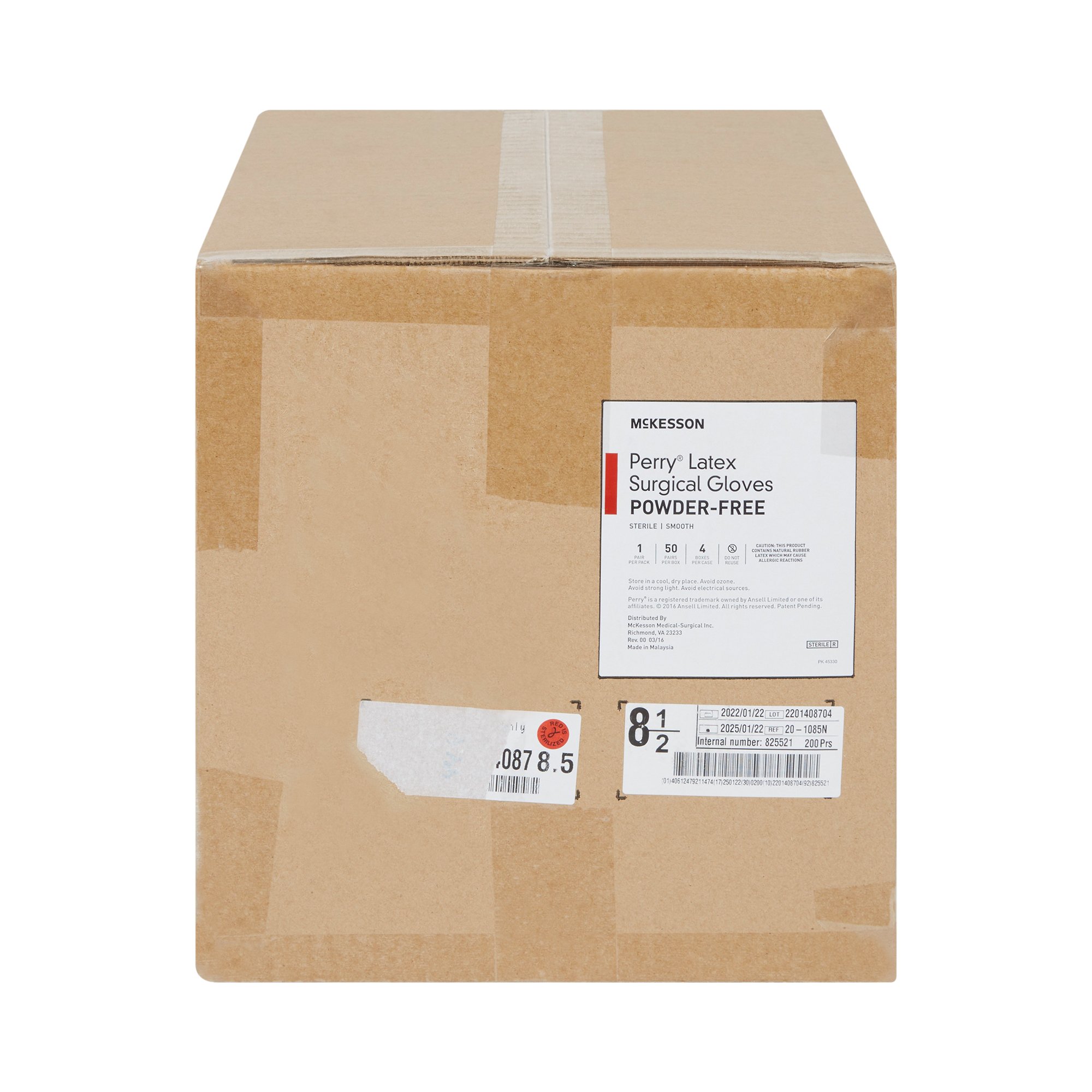 McKesson Brand 20-1085N - McKesson Perry® Performance Plus Surgical Glove, Size 8.5, Cream - 1/Pair, 50/Box, 200/Case