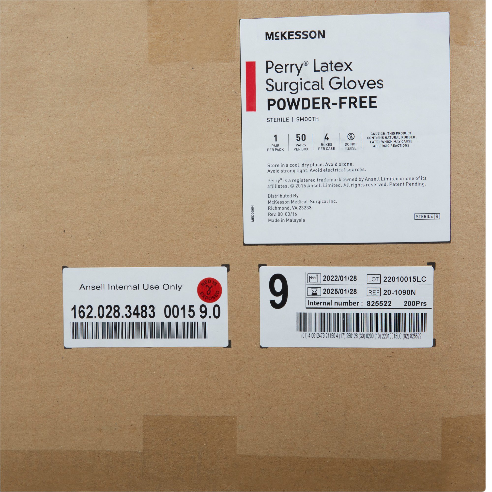 McKesson Brand 20-1090N - McKesson Perry® Performance Plus Surgical Glove, Size 9, Cream - 50/Box, 200/Case