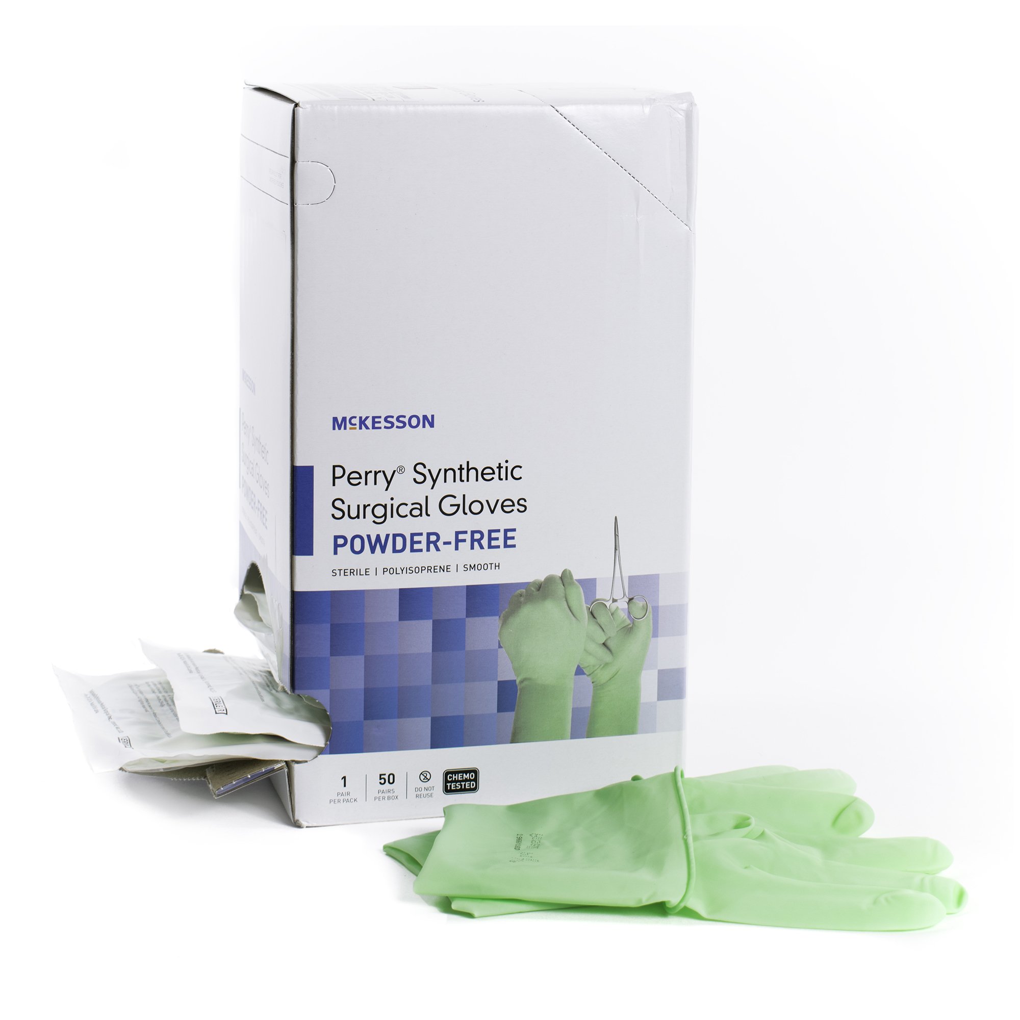 McKesson Brand 20-2055N - McKesson Perry® Performance Plus Polyisoprene Surgical Glove, Size 5.5, Green - 50/Box, 200/Case