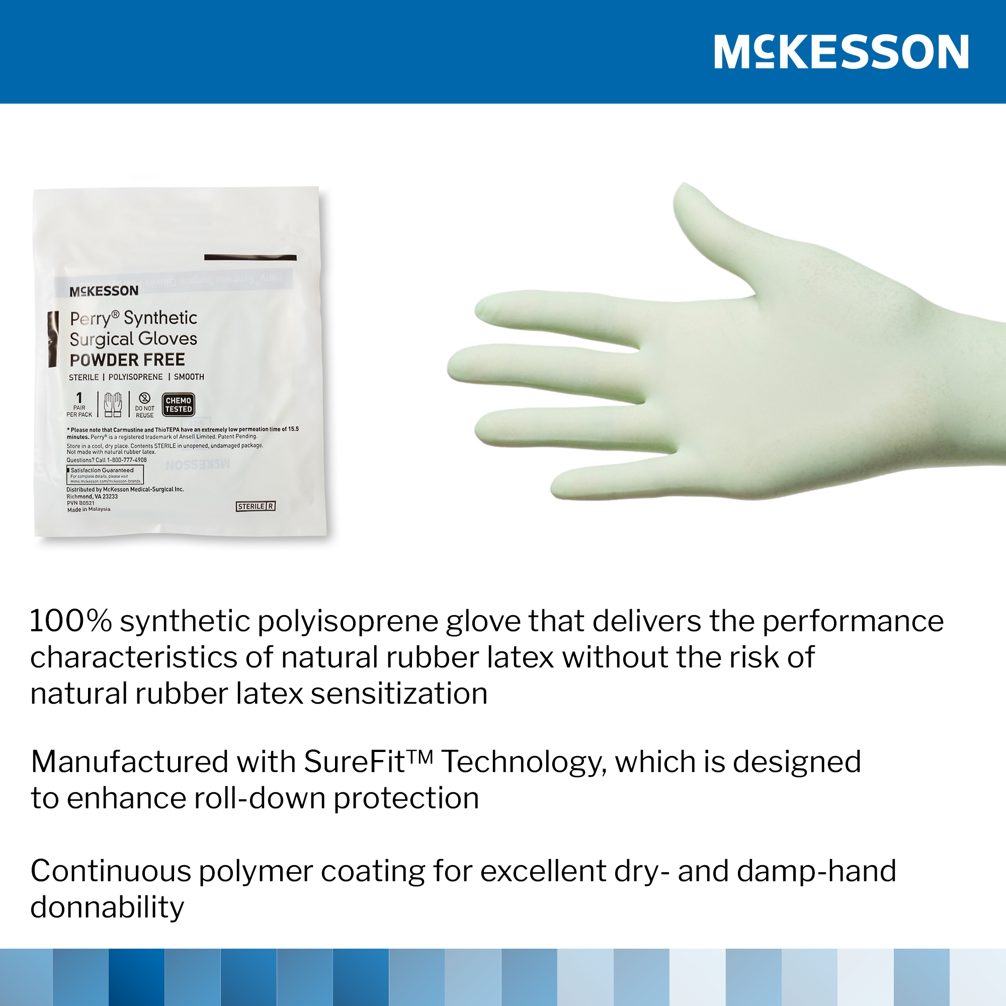 McKesson Brand 20-2060N - McKesson Perry® Performance Plus Polyisoprene Surgical Glove, Size 6, Green - 50/Box, 200/Case