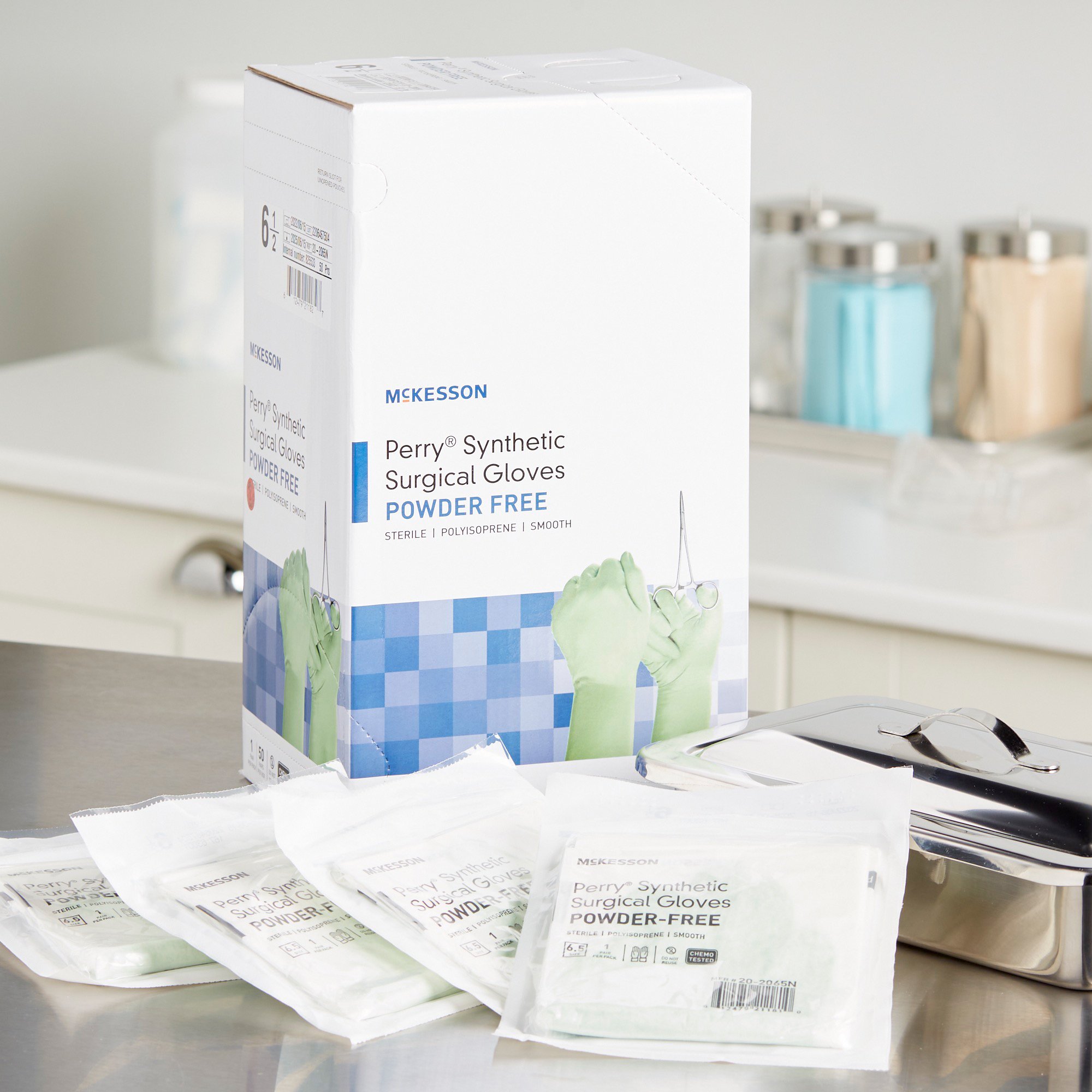 McKesson Brand 20-2065N - McKesson Perry® Performance Plus Polyisoprene Surgical Glove, Size 6.5, Green - 50/Box, 200/Case