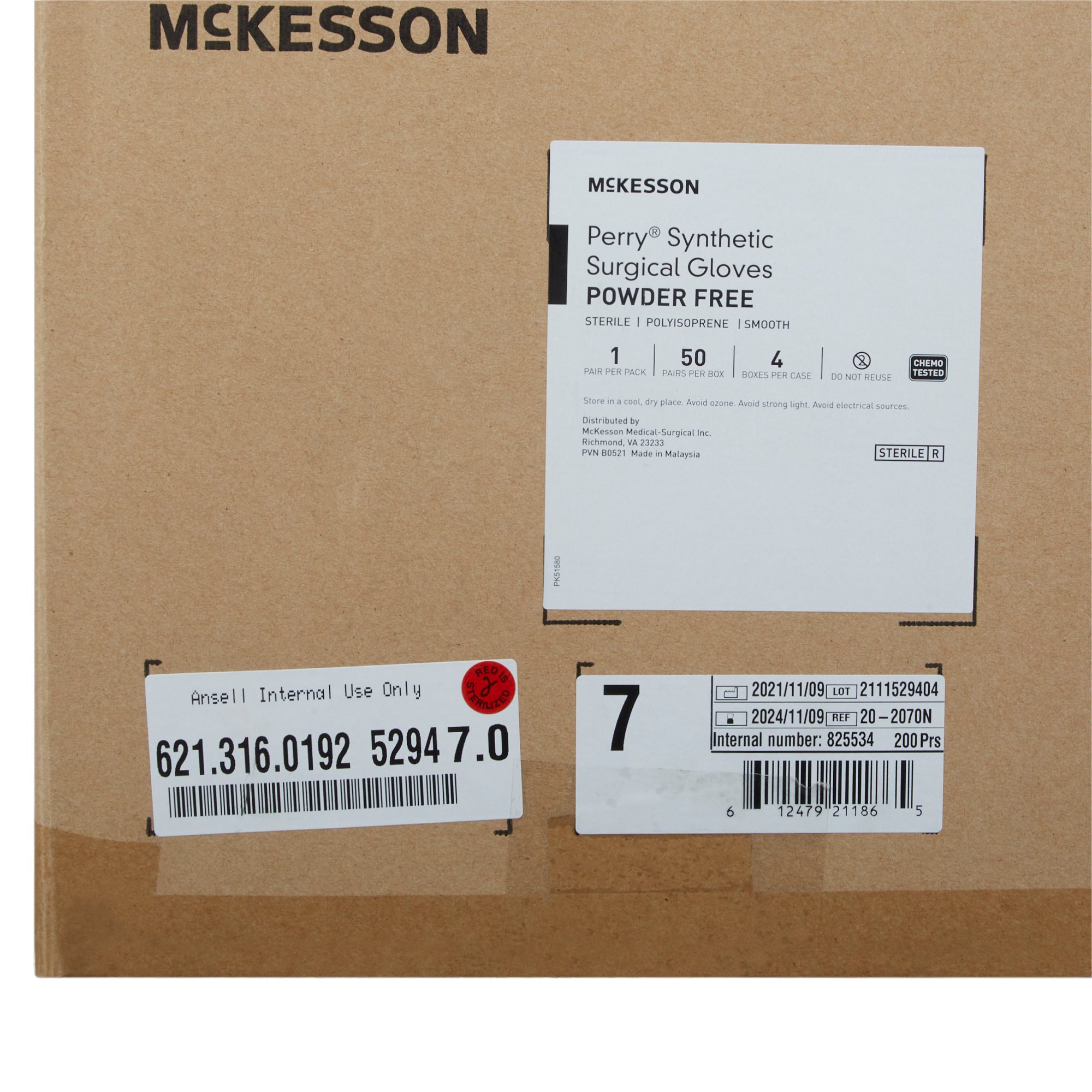 McKesson Brand 20-2070N - McKesson Perry® Performance Plus Polyisoprene Surgical Glove, Size 7, Green - 1/Pair, 50/Box, 200/Case