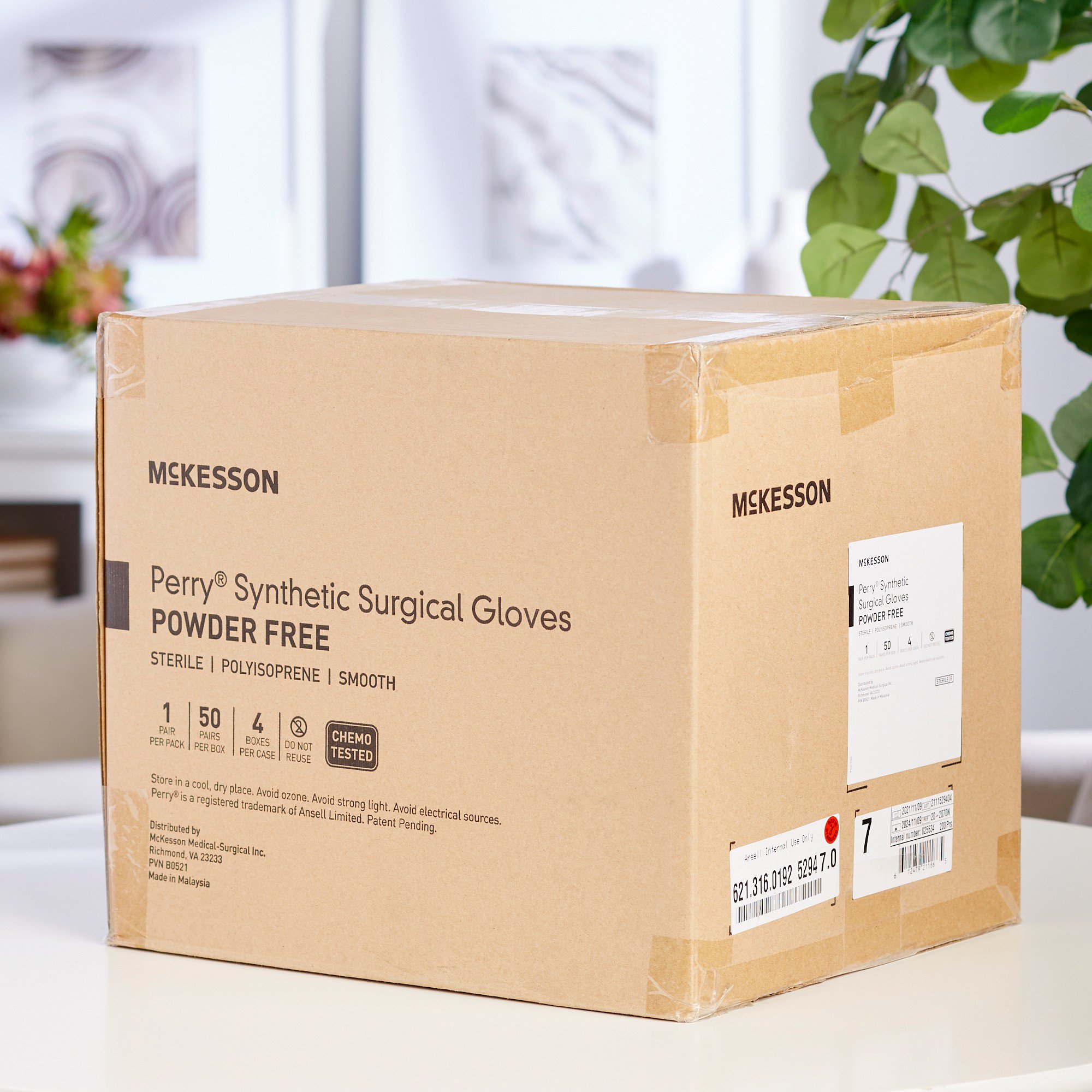 McKesson Brand 20-2070N - McKesson Perry® Performance Plus Polyisoprene Surgical Glove, Size 7, Green - 1/Pair, 50/Box, 200/Case