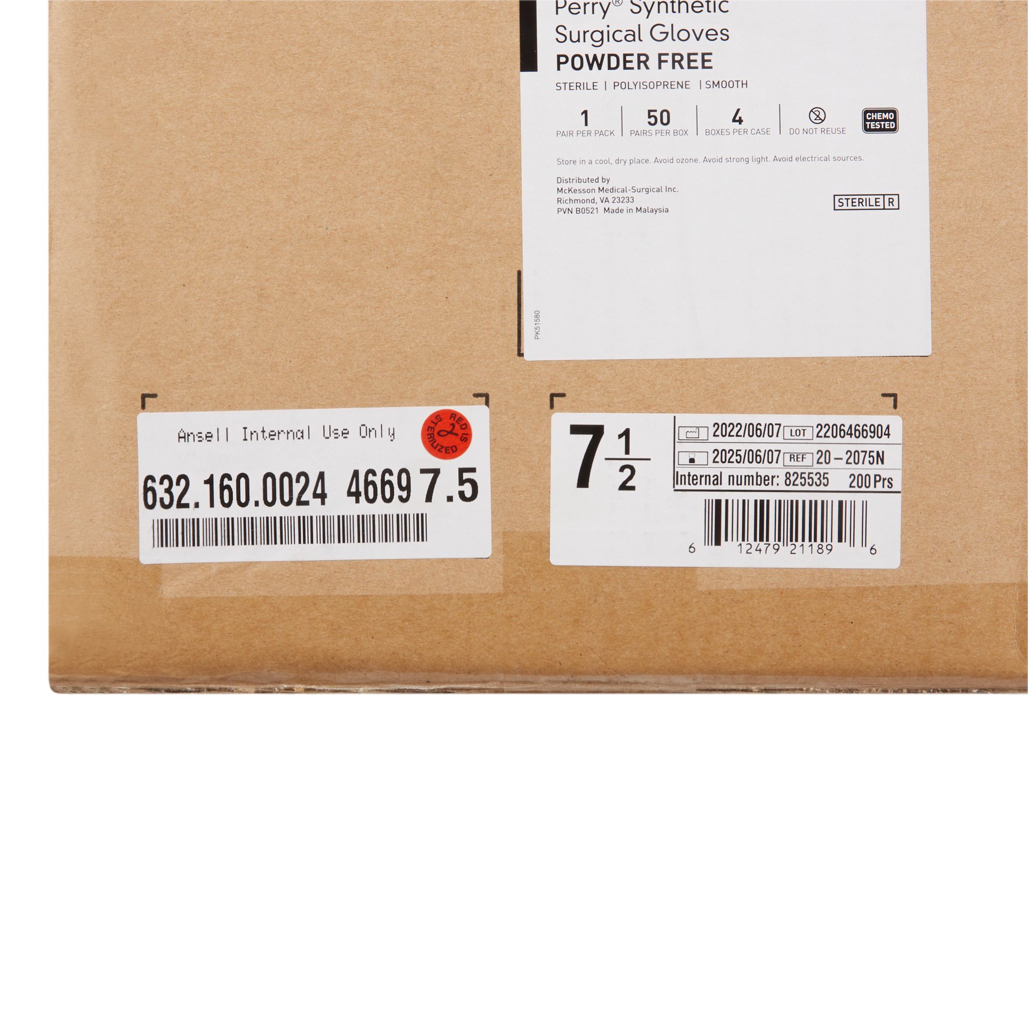 McKesson Brand 20-2075N - McKesson Perry® Performance Plus Polyisoprene Surgical Glove, Size 7.5, Green - 1/Pair, 50/Box, 200/Case