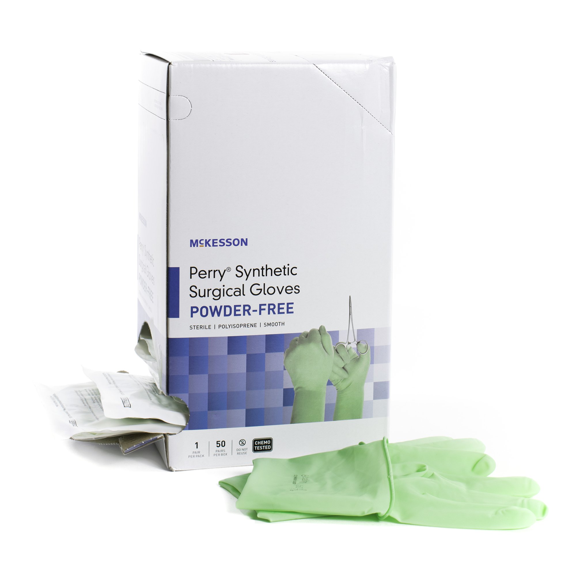 McKesson Brand 20-2085N - McKesson Perry® Performance Plus Polyisoprene Surgical Glove, Size 8.5, Green - 50/Box, 200/Case