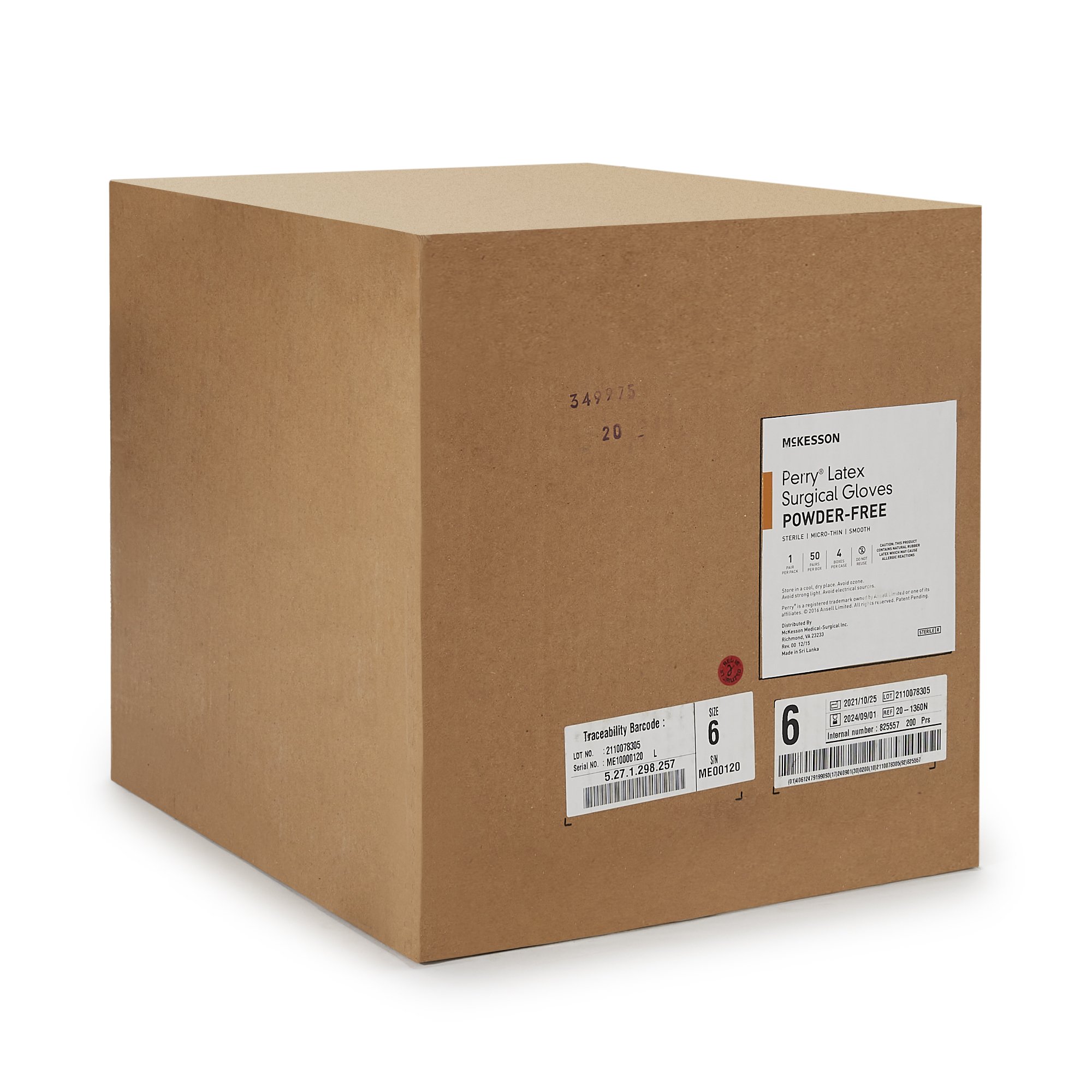 McKesson Brand 20-1360N - McKesson Perry® Latex Surgical Glove, Size 6, Brown - 50/Box, 200/Case