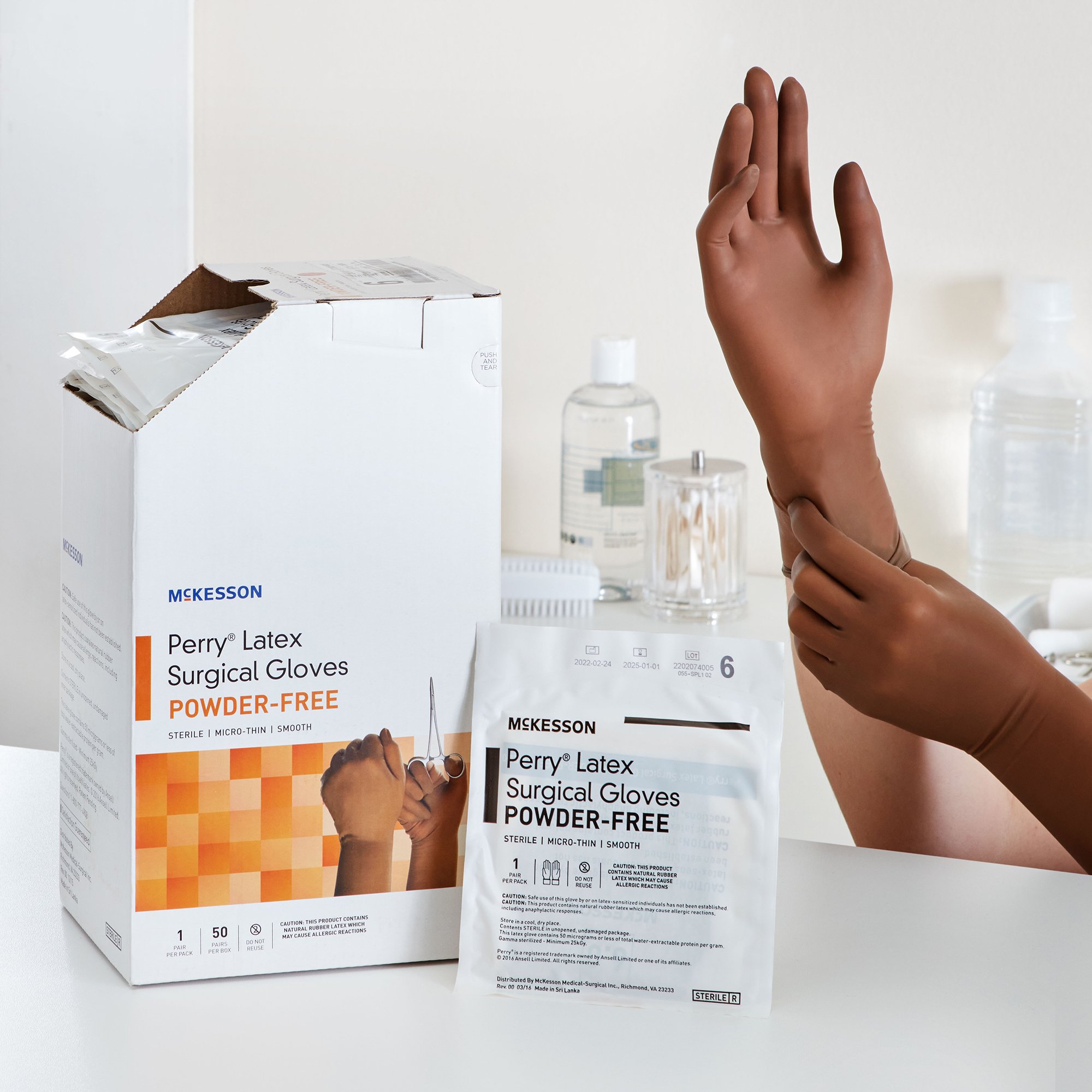 McKesson Brand 20-1360N - McKesson Perry® Latex Surgical Glove, Size 6, Brown - 50/Box, 200/Case
