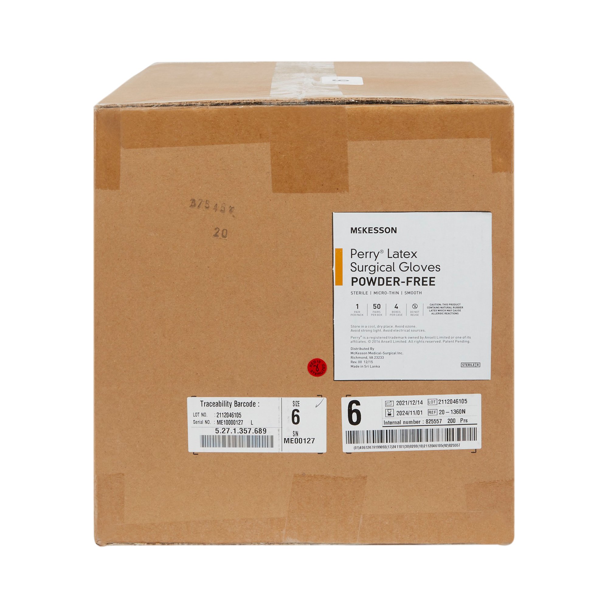McKesson Brand 20-1360N - McKesson Perry® Latex Surgical Glove, Size 6, Brown - 50/Box, 200/Case
