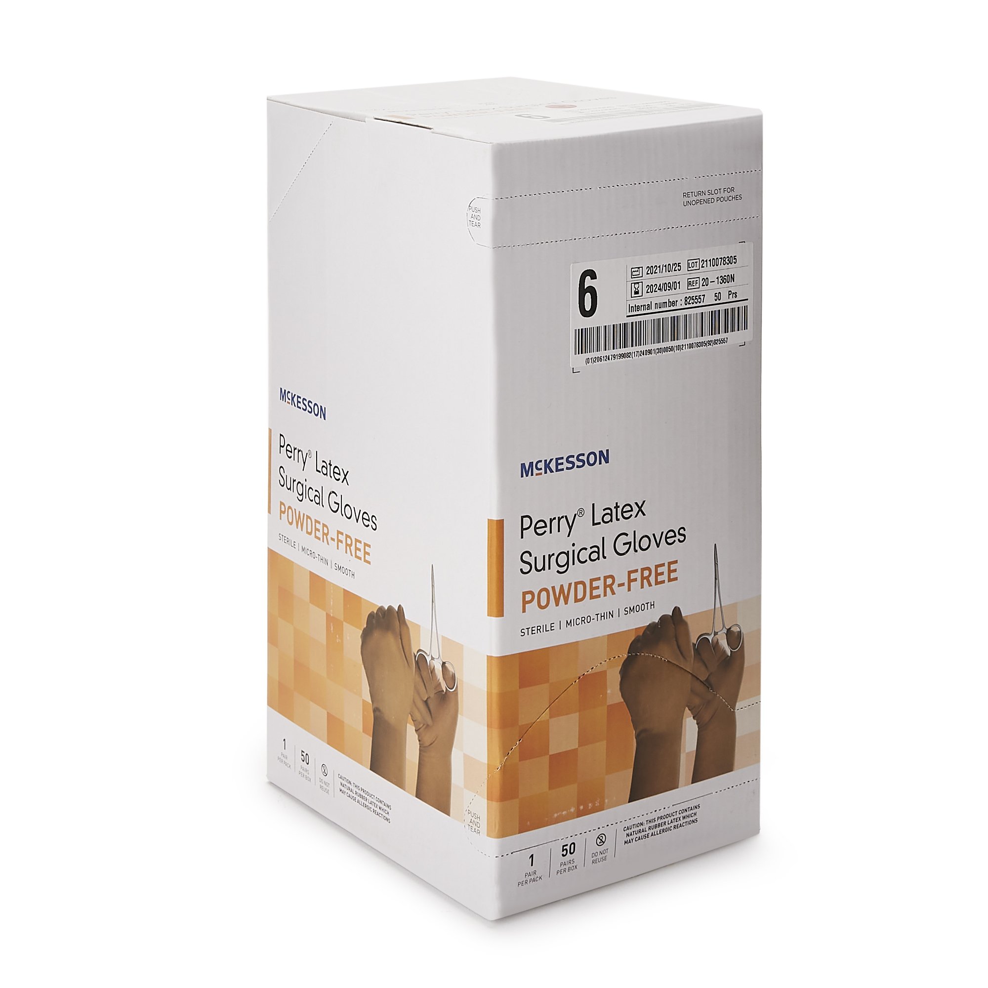 McKesson Brand 20-1360N - McKesson Perry® Latex Surgical Glove, Size 6, Brown - 50/Box, 200/Case