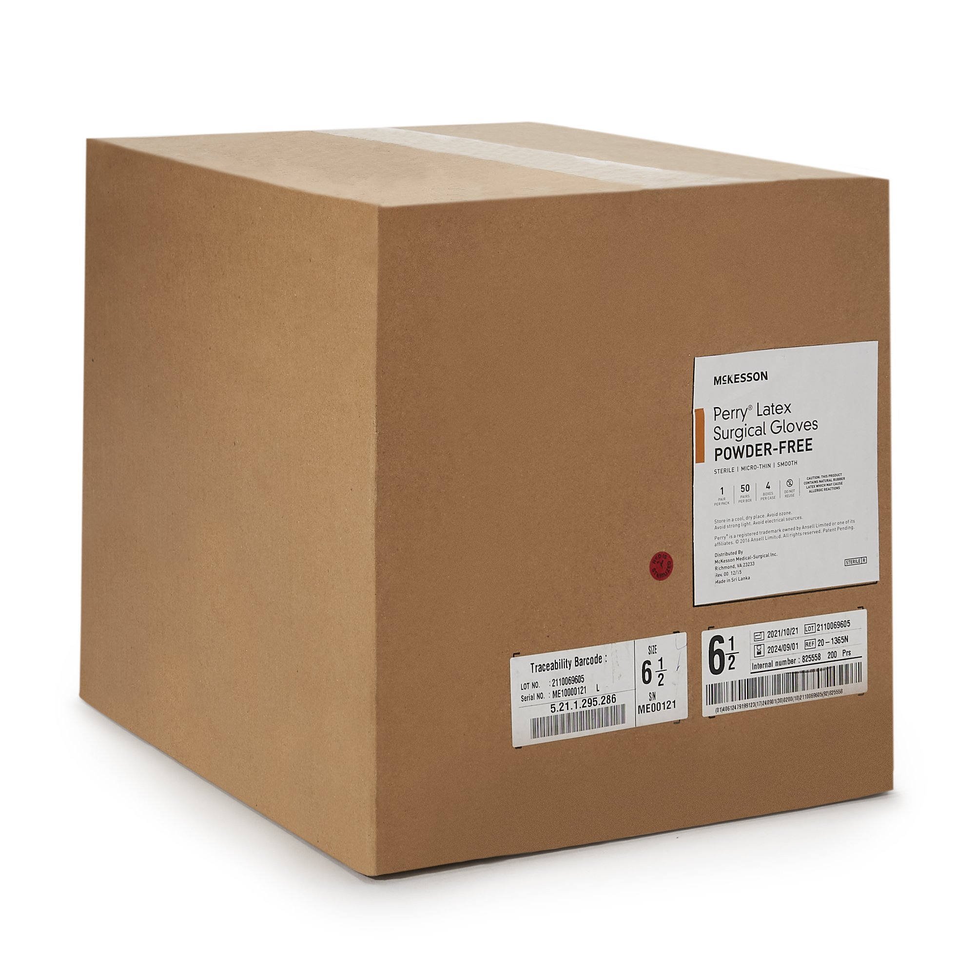 McKesson Brand 20-1365N - McKesson Perry® Latex Surgical Glove, Size 6.5, Brown - 50/Box, 200/Case