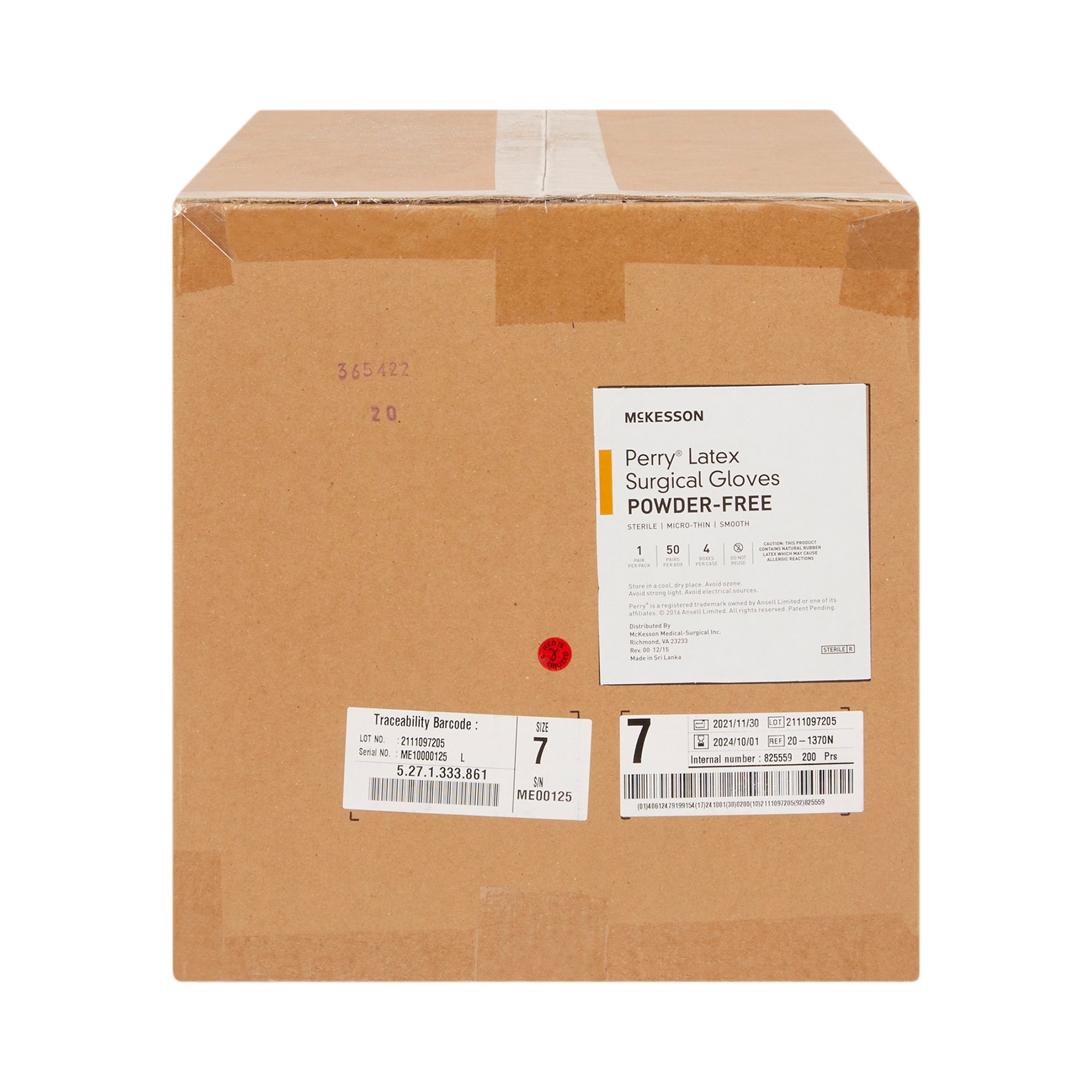 McKesson Brand 20-1370N - McKesson Perry® Latex Surgical Glove, Size 7, Brown - 50/Box, 200/Case