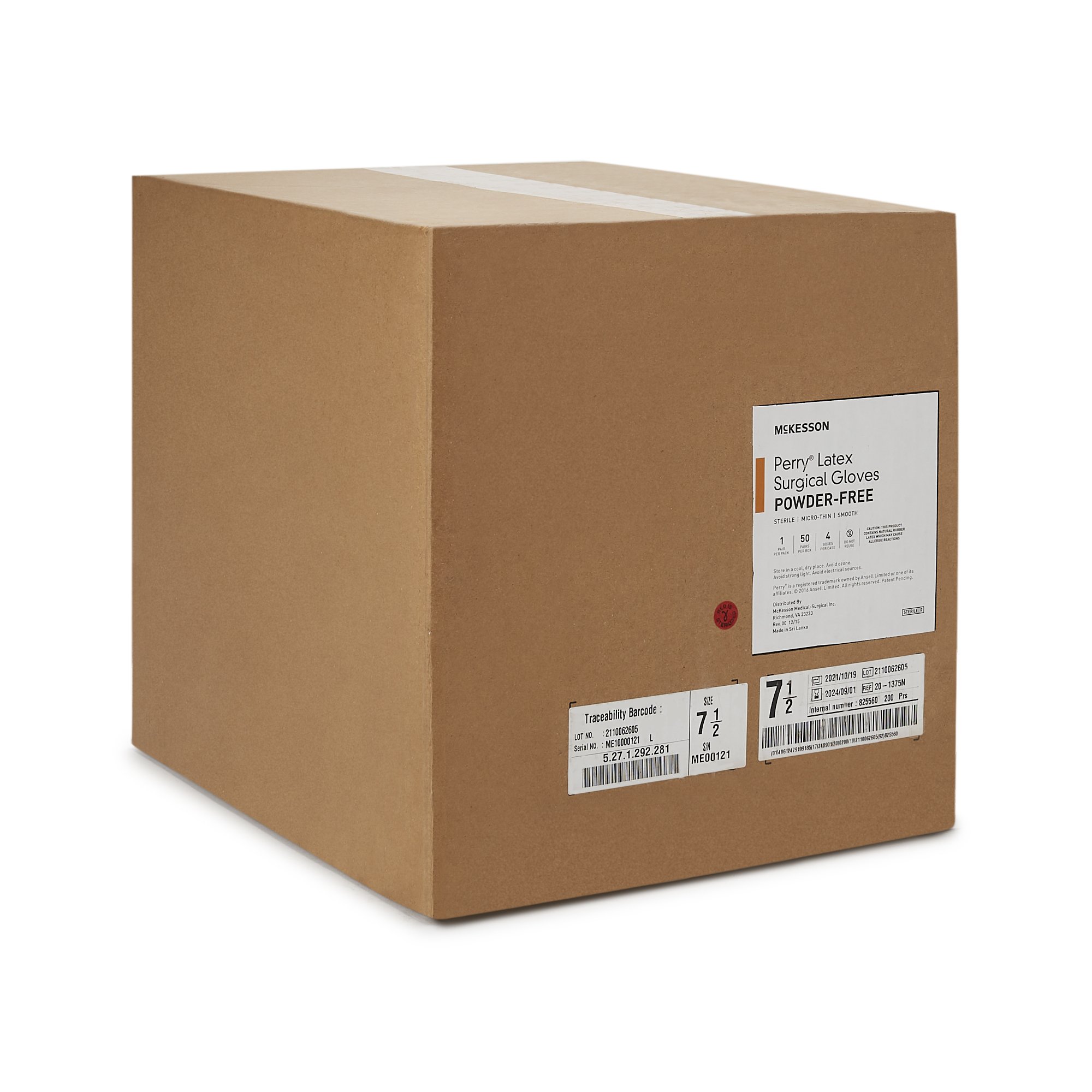 McKesson Brand 20-1375N - McKesson Perry® Latex Surgical Glove, Size 7.5, Brown - 50/Box, 200/Case