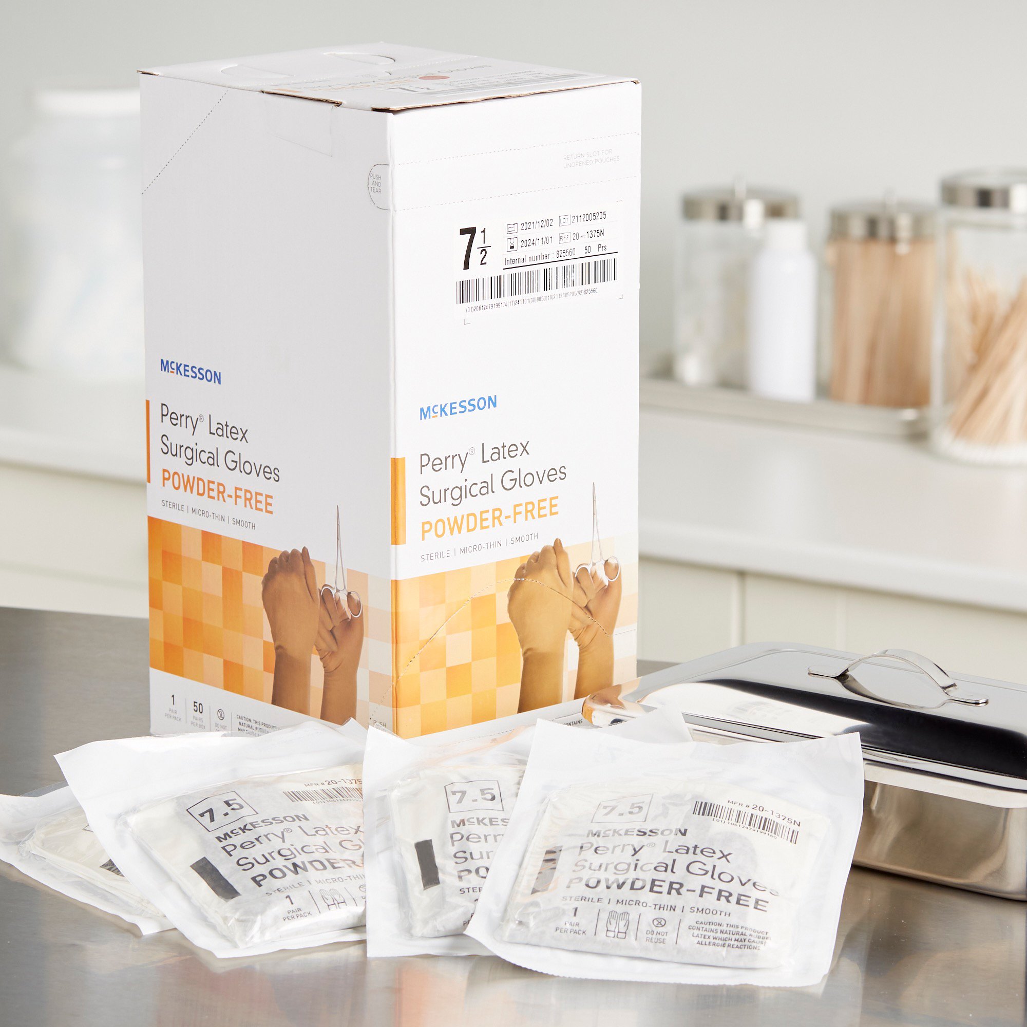 McKesson Brand 20-1375N - McKesson Perry® Latex Surgical Glove, Size 7.5, Brown - 50/Box, 200/Case