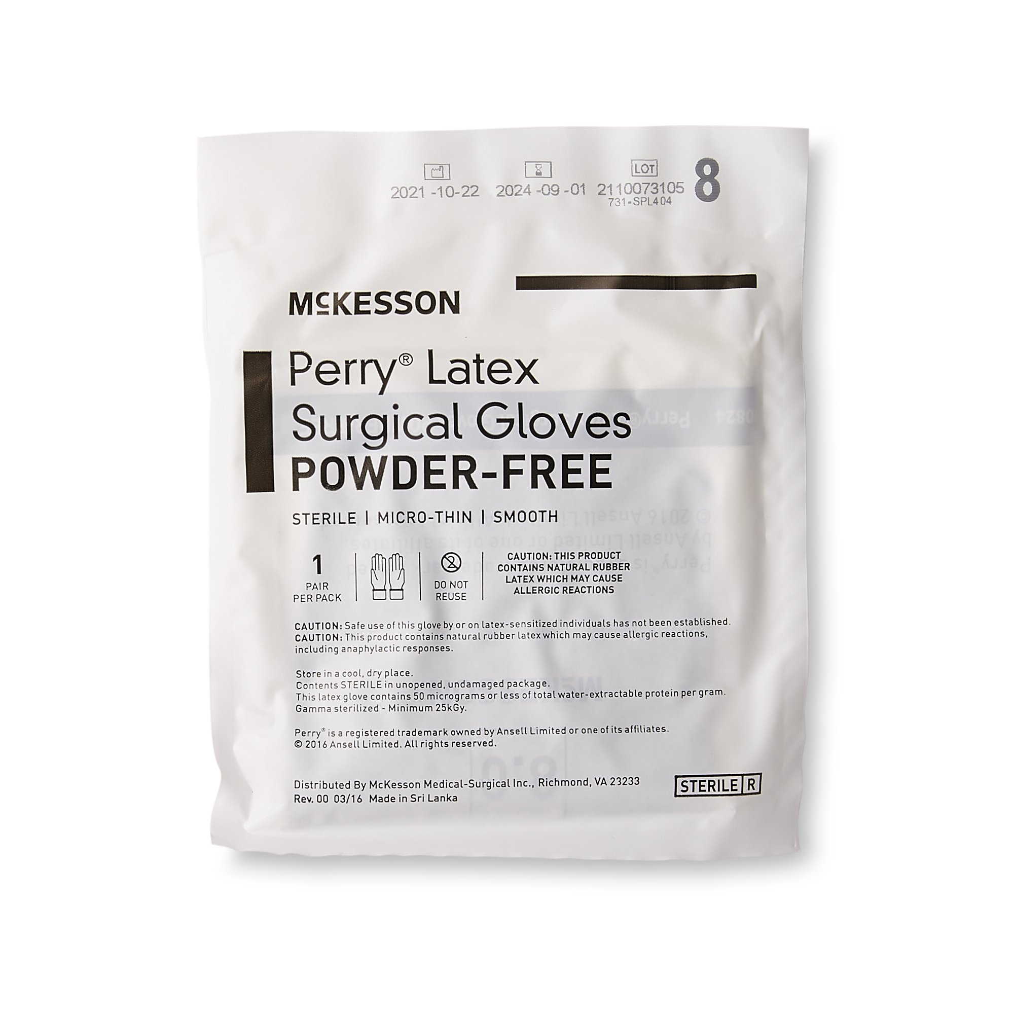 McKesson Brand - 20-1380N McKesson Perry® Latex Surgical Glove
